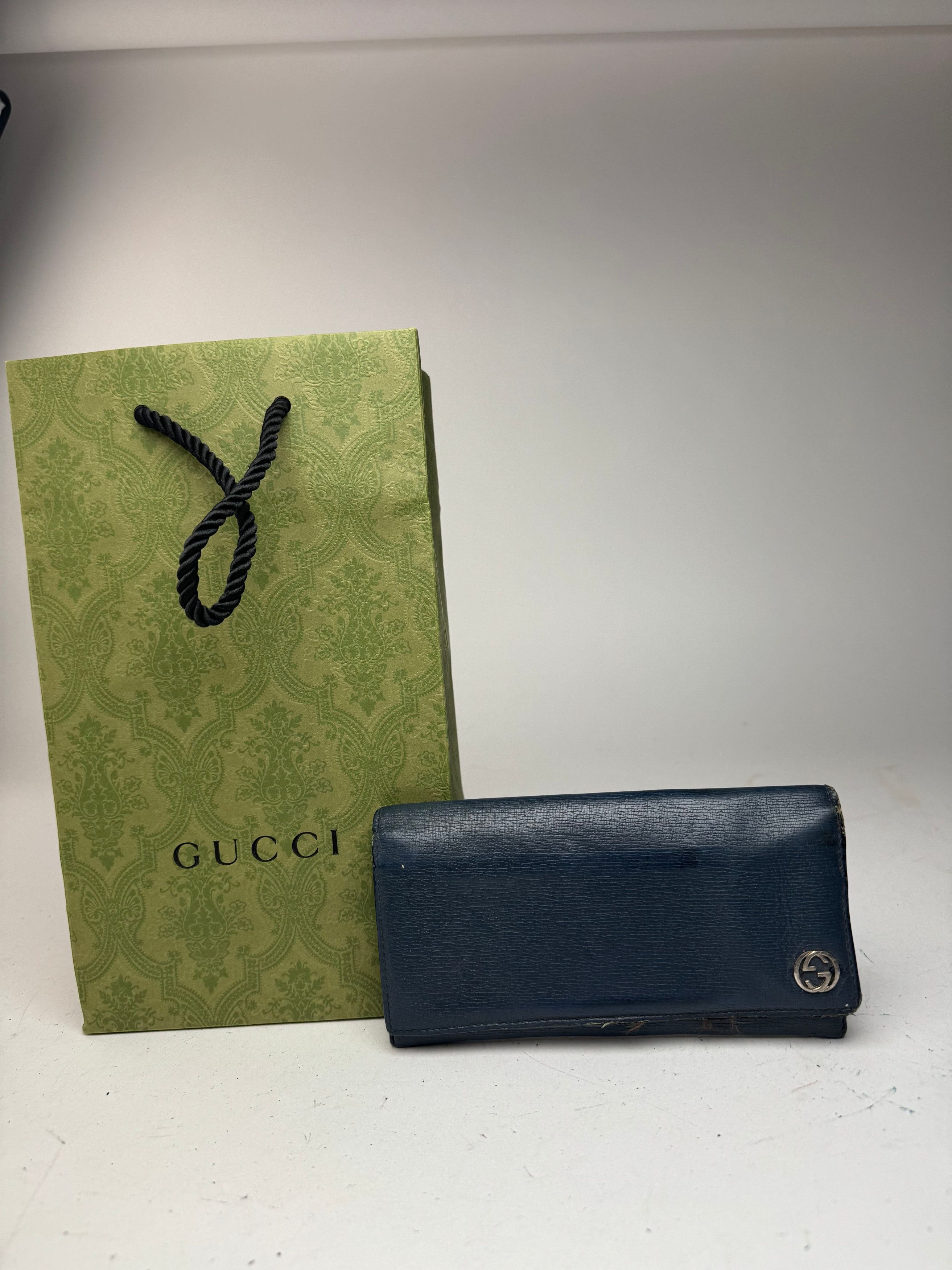 Gucci Vintage Monogram leather ID Holder GG Navy Size ONE SIZE - 1 Thumbnail