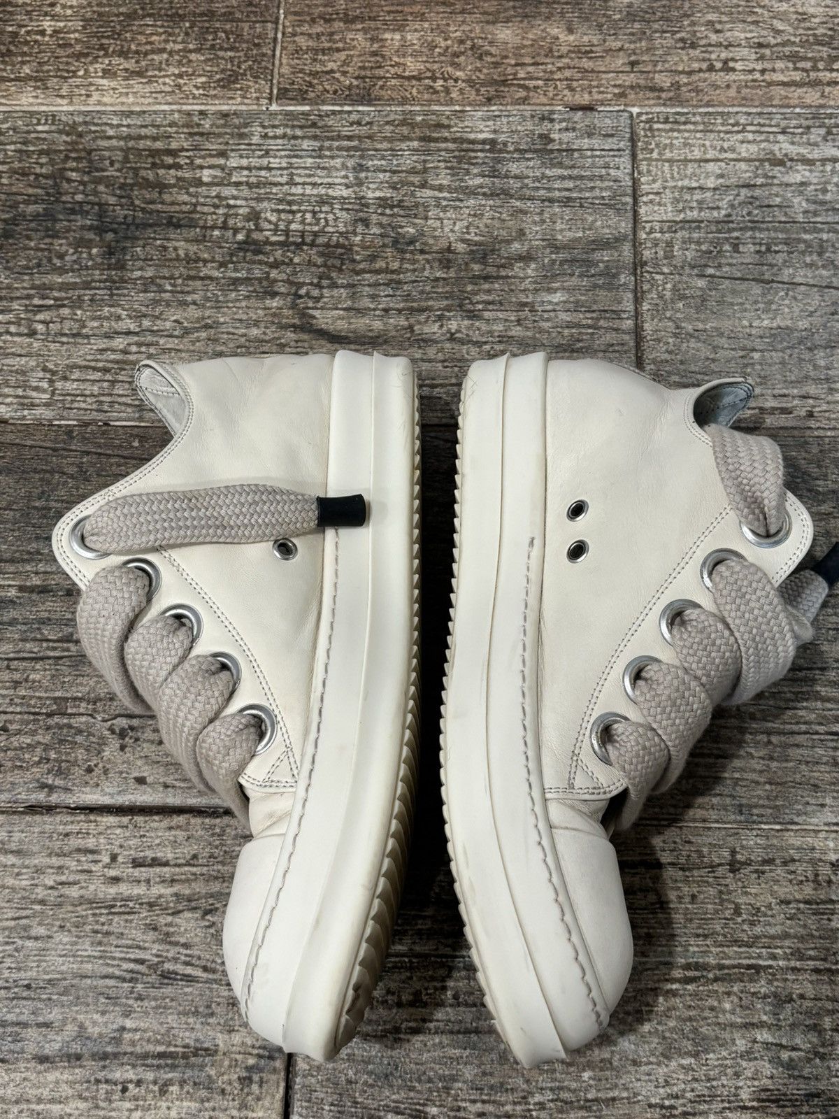 Rick Owens Cream Jumbo Lace Ramones Low Size US 8.5 / EU 41-42 - 3 Thumbnail