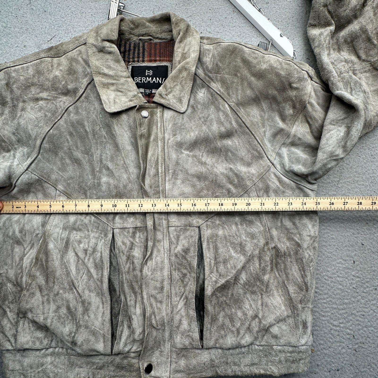 Other VTG Bermans Suede Leather Bomber Jacket Men Large Gray Lined Size US L / EU 52-54 / 3 - 5 Thumbnail