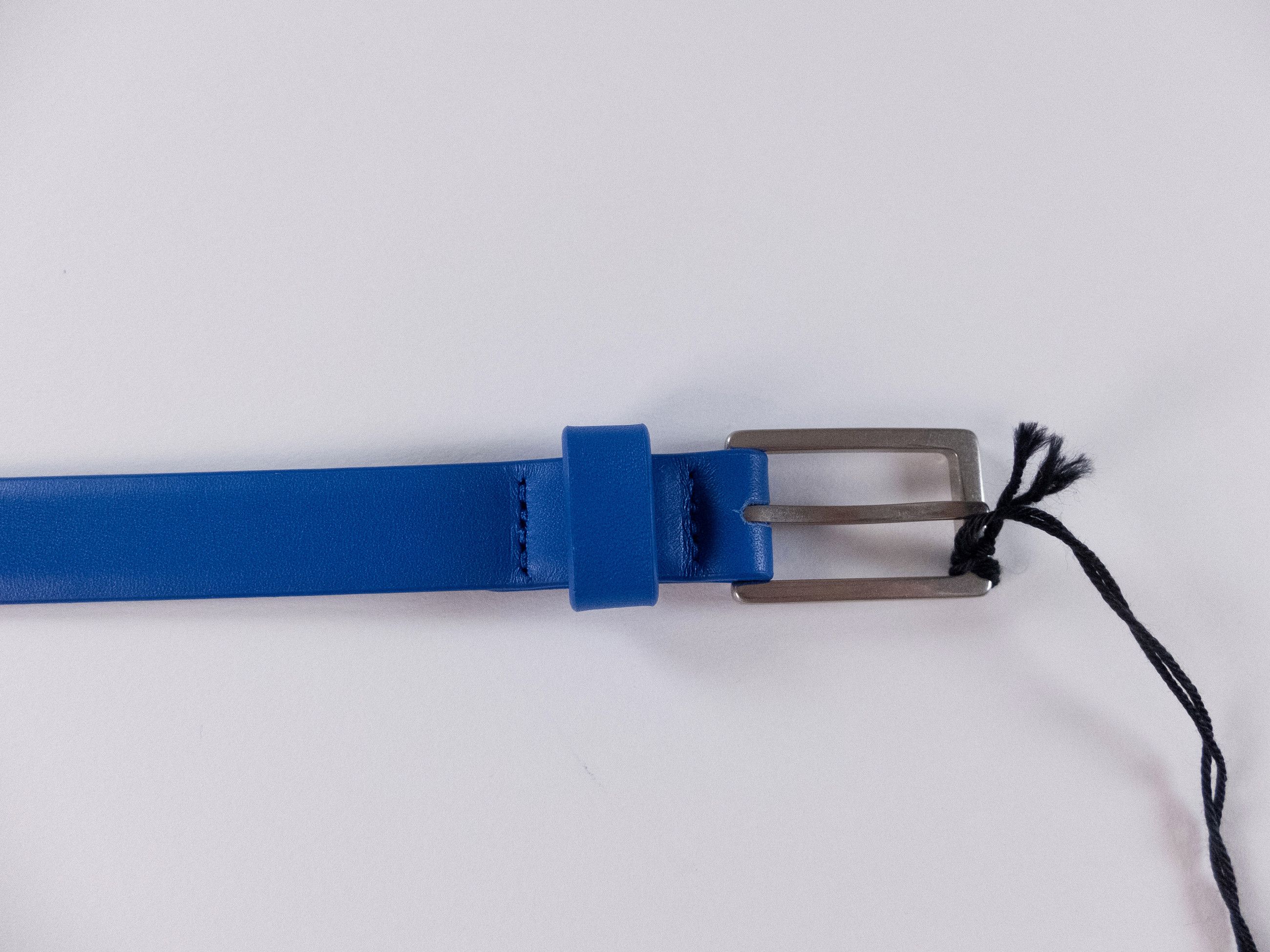 Bottega Veneta BOTTEGA VENETA cobalt blue thin French calf leather belt 95 Size 36 - 4 Thumbnail