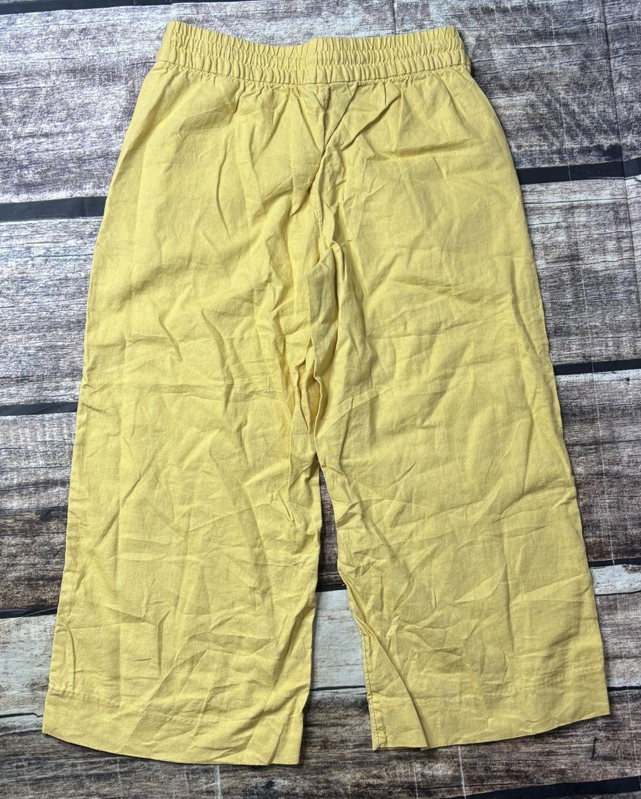 Banana Republic Banana Republic Pants Women's XS Wide Leg Linen Blend Yellow Size 26" / US 2 / IT 38 - 3 Thumbnail