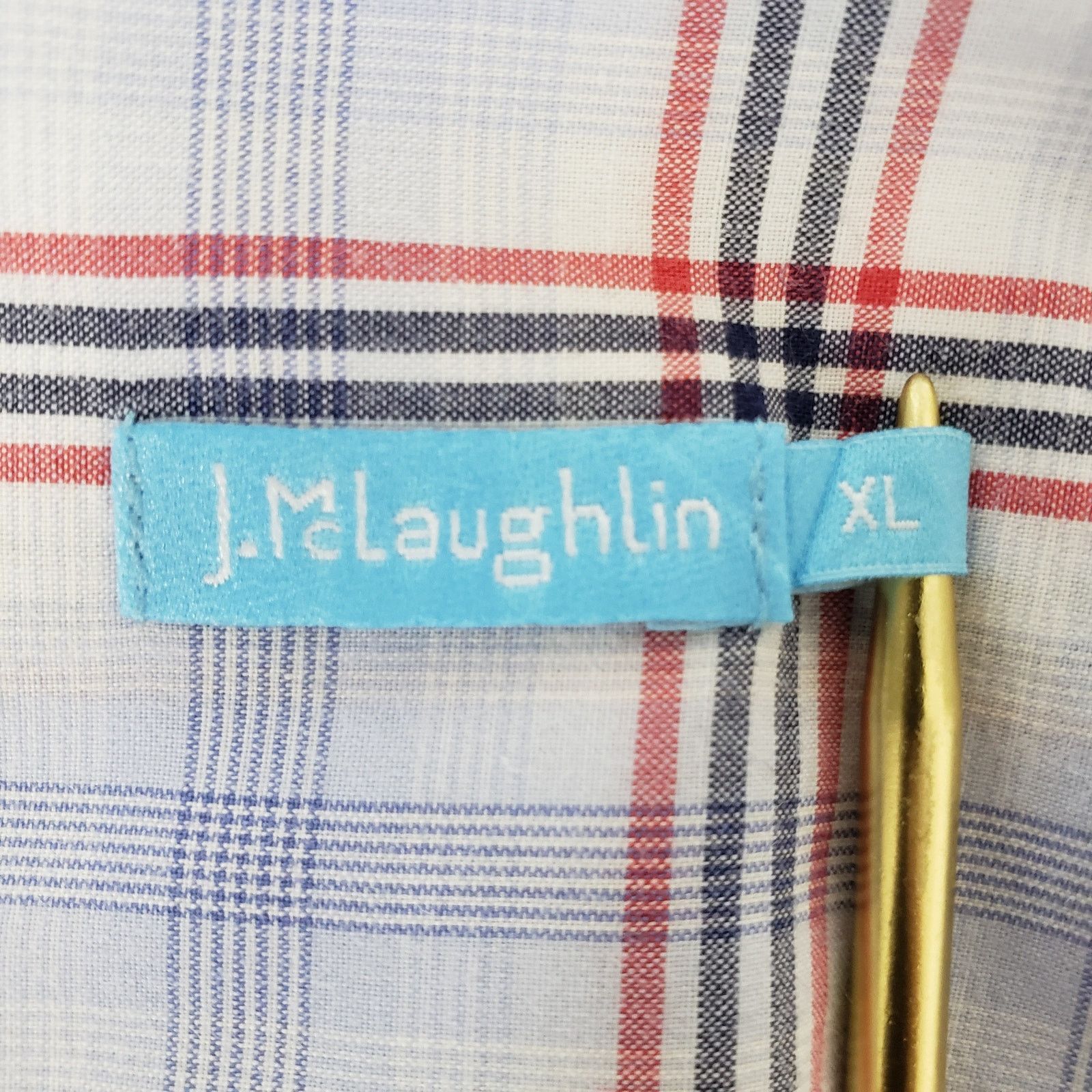 J.McLaughlin J. McLaughlin Contrast Collar Flip Cuff Shirt XL Plaid Check Size US XL / EU 56 / 4 - 12 Thumbnail