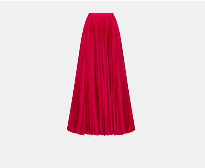 Dior o1w1db10425 411J20A Pleated Maxi Skirt in Amaryllis Red Size 26" / US 2 / IT 38 - 2 Thumbnail