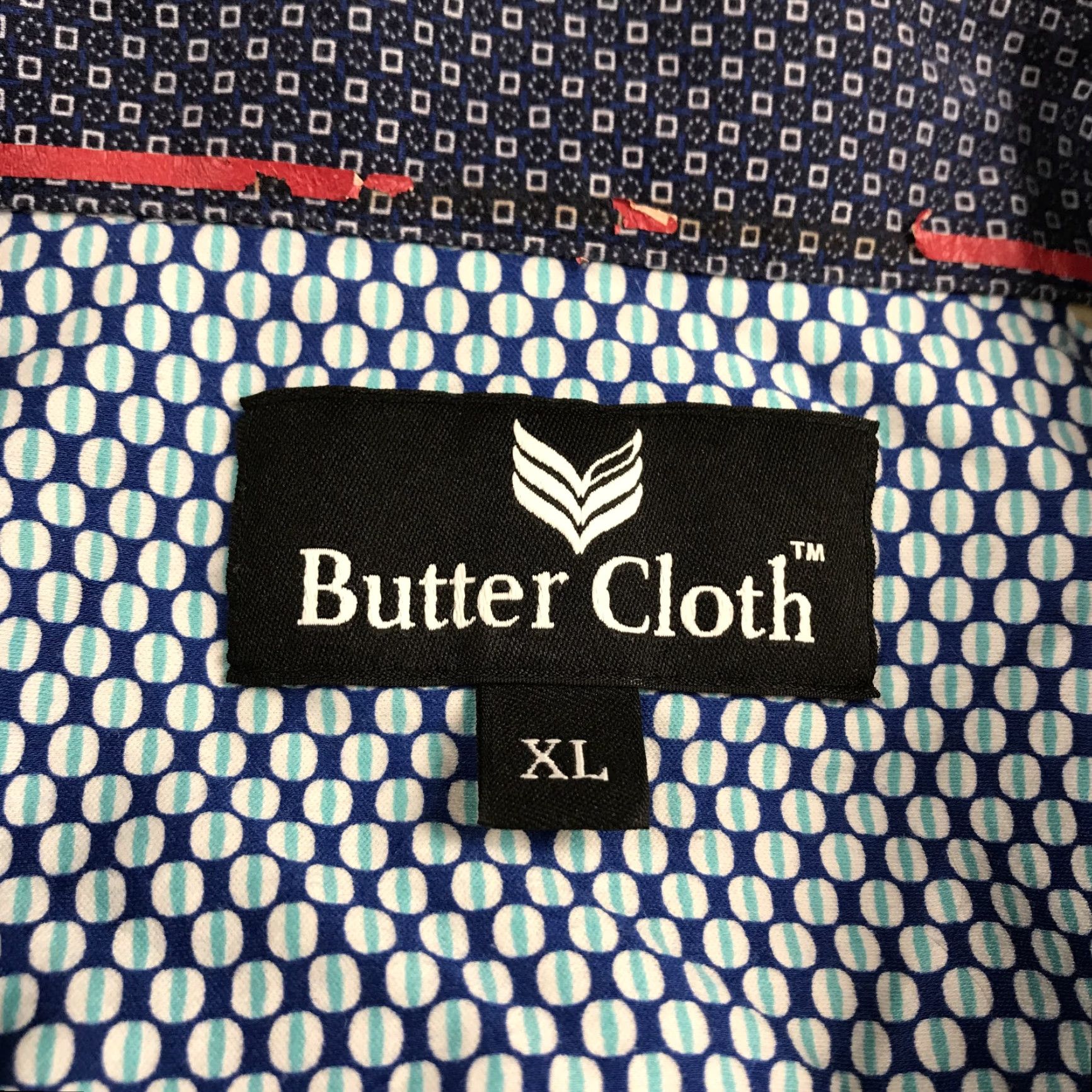 Vintage Buttercloth Mens XL Blue White Contrast Geometric Button-Up Shirt 100% Cotton Casual Long Sleeve Vintage No Size US XL / EU 56 / 4 - 5 Thumbnail