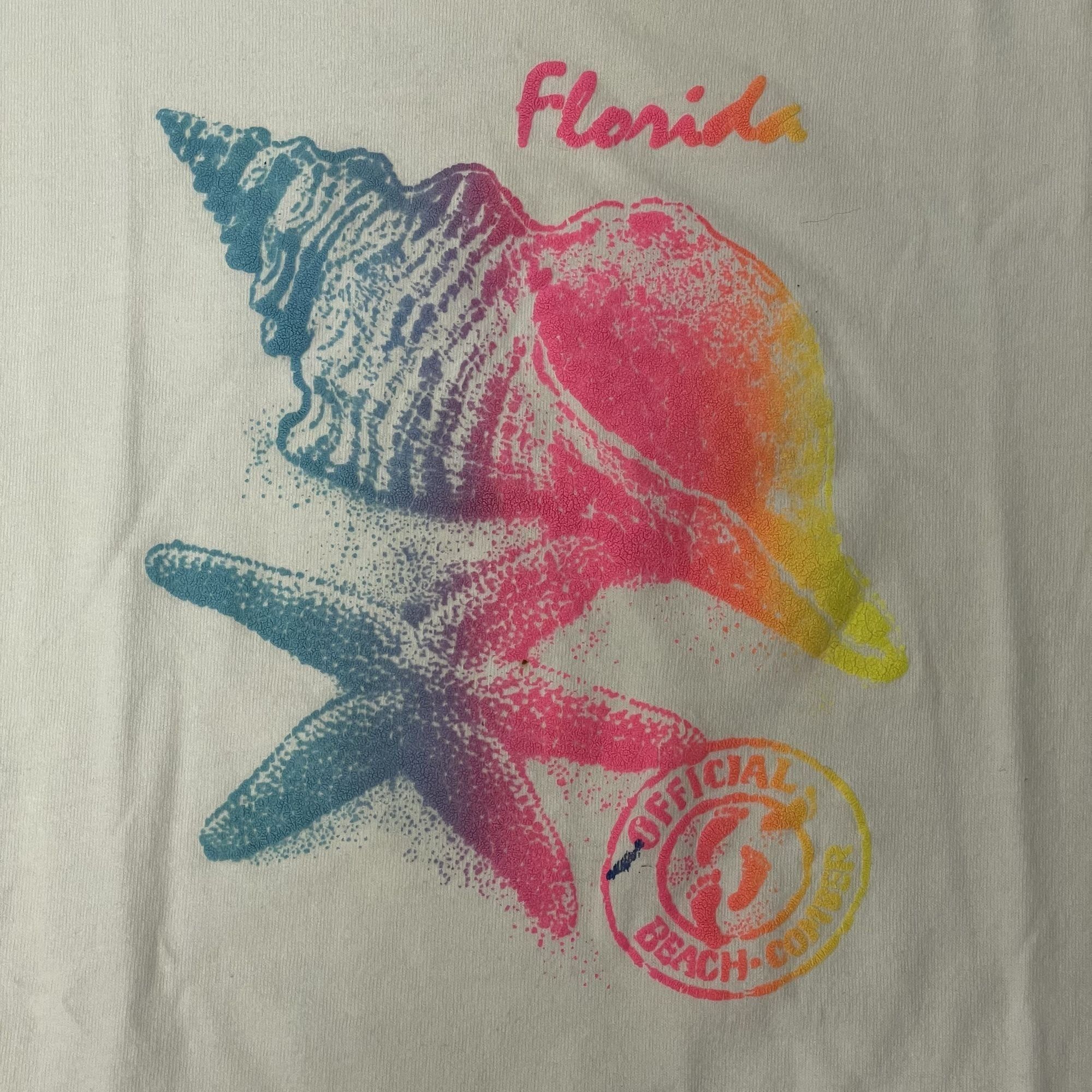 Fruit Of The Loom Vtg NEON Painted Florida SEA SHELLS Official Beachcomber Tee Size US XL / EU 56 / 4 - 3 Thumbnail