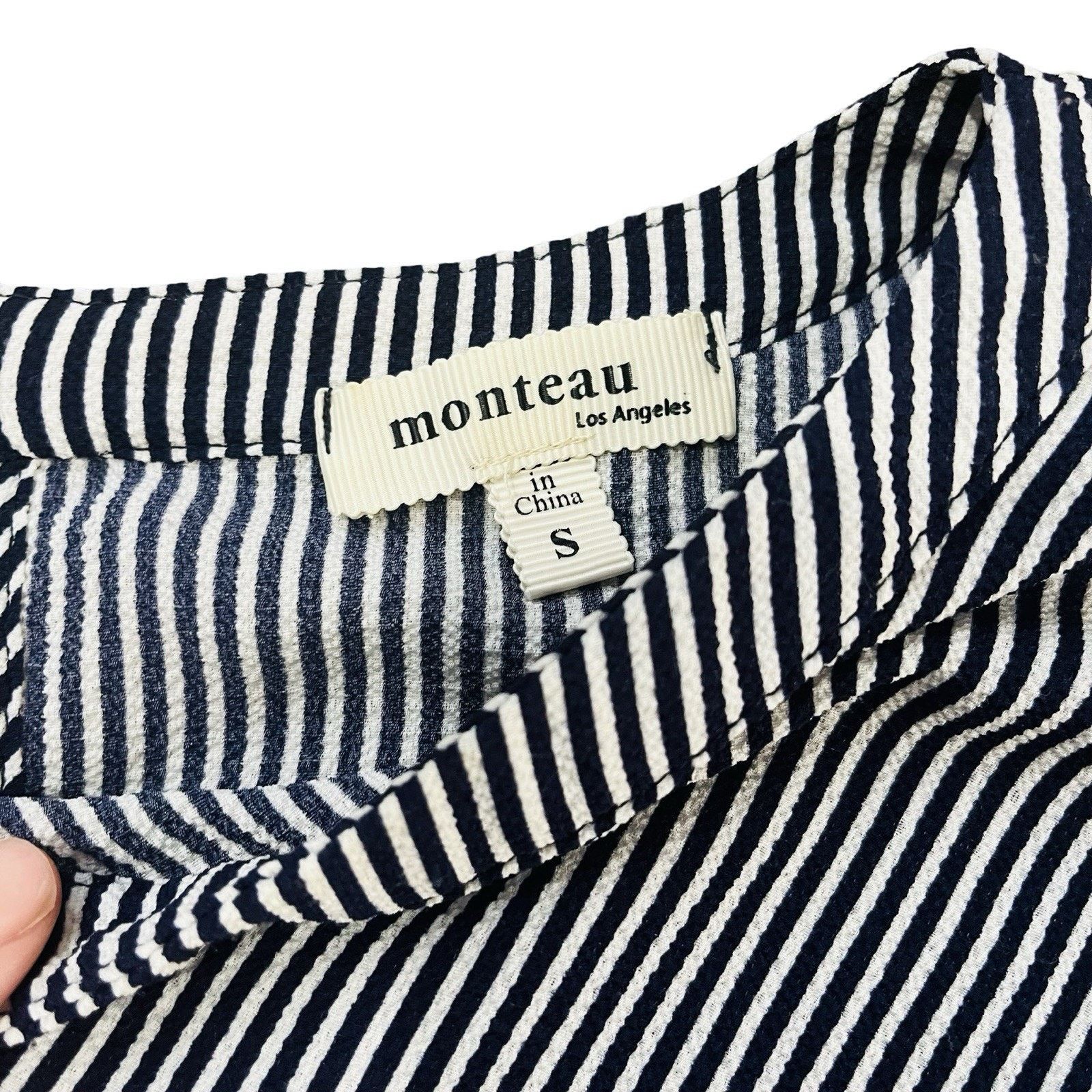 Other Monteau Navy Blue And White Stripped Peplum Blouse Small Size S / US 4 / IT 40 - 4 Thumbnail
