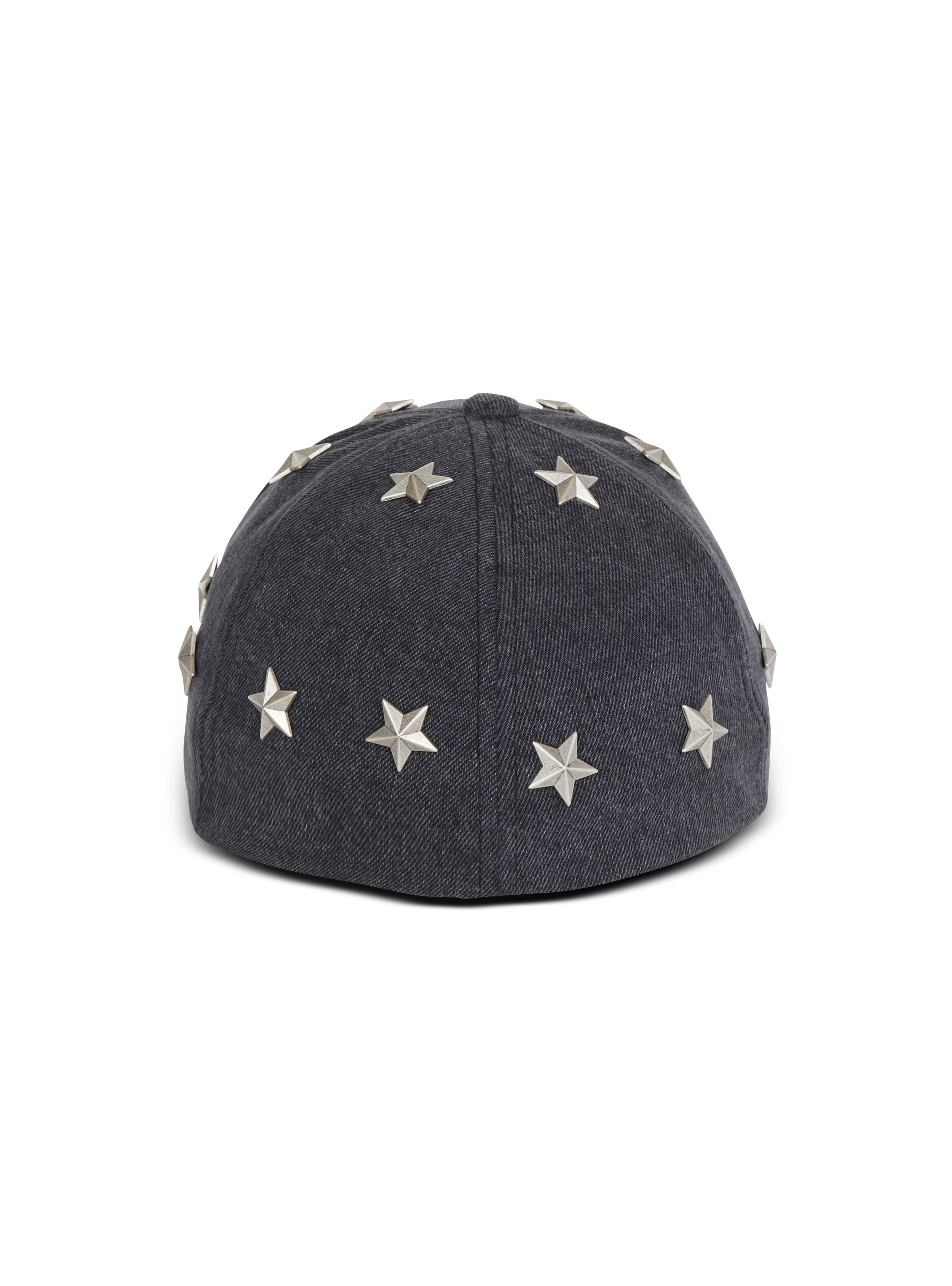 Balmain o1s1wg111025 Size: OS/Star Studded Denim Cap in Grey Size ONE SIZE - 2 Thumbnail