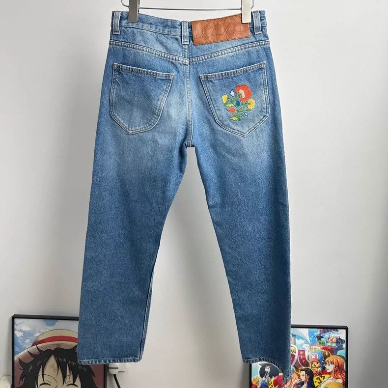 Loewe Loewe Blue leather label logo pocket embroidered jeans Size 24" / US 00 / IT 34 - 2 Thumbnail