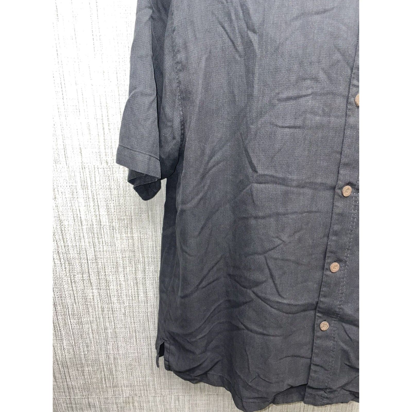 Tommy Bahama VINTAGE Tommy Bahama IslandZone SilK Blend Original Fit Shirt Mens L Black Short Sleeve Button-Up Size US L / EU 52-54 / 3 - 5 Thumbnail