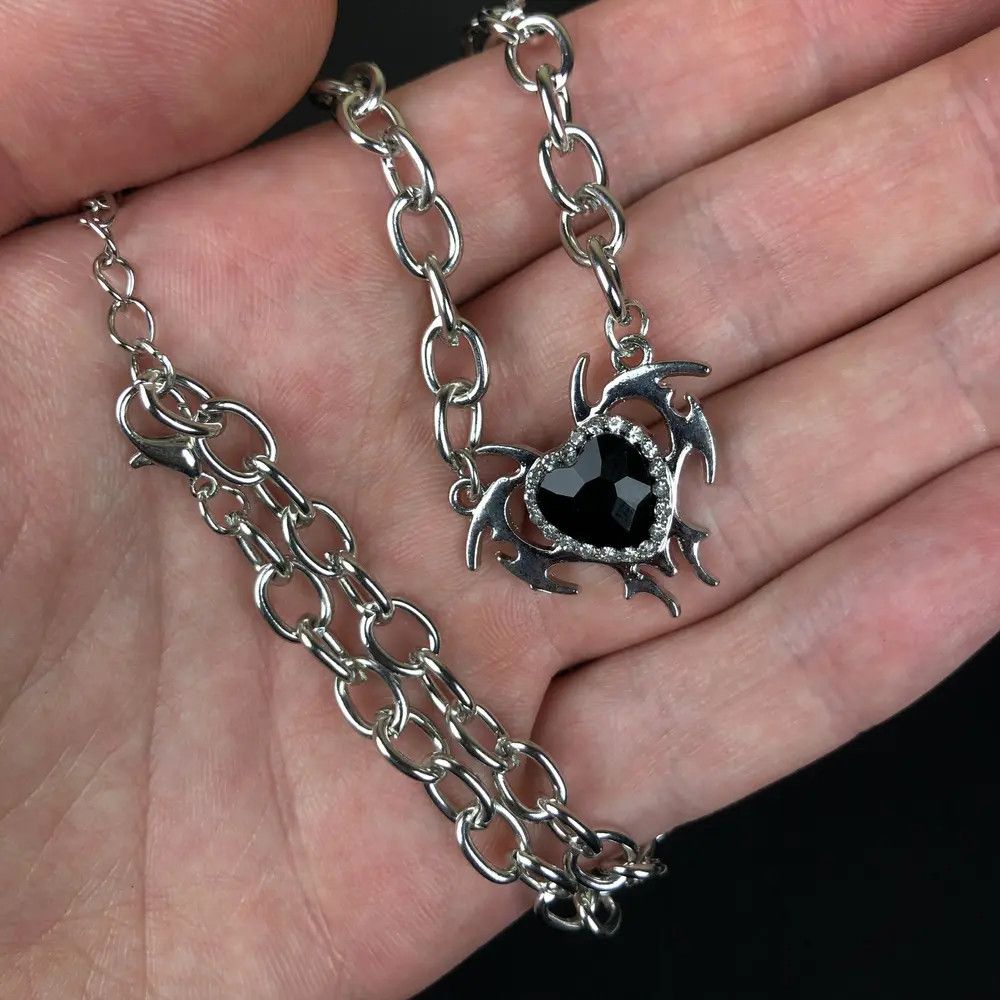 Jewelry Electro Chain Crystal Heart Abstract Necklace Size ONE SIZE - 2 Thumbnail