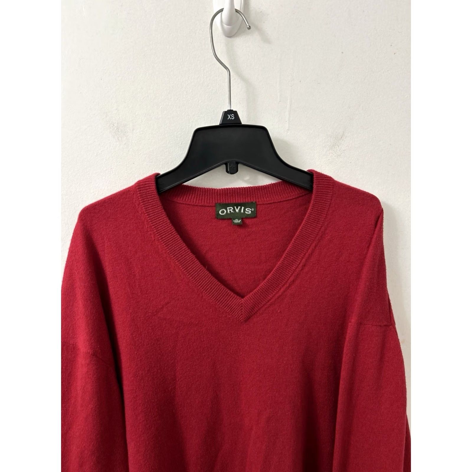 Orvis ORVIS Sweater Mens XL Red V Neck Silk Cashmere Blend Pullover L/S Size US XL / EU 56 / 4 - 2 Thumbnail