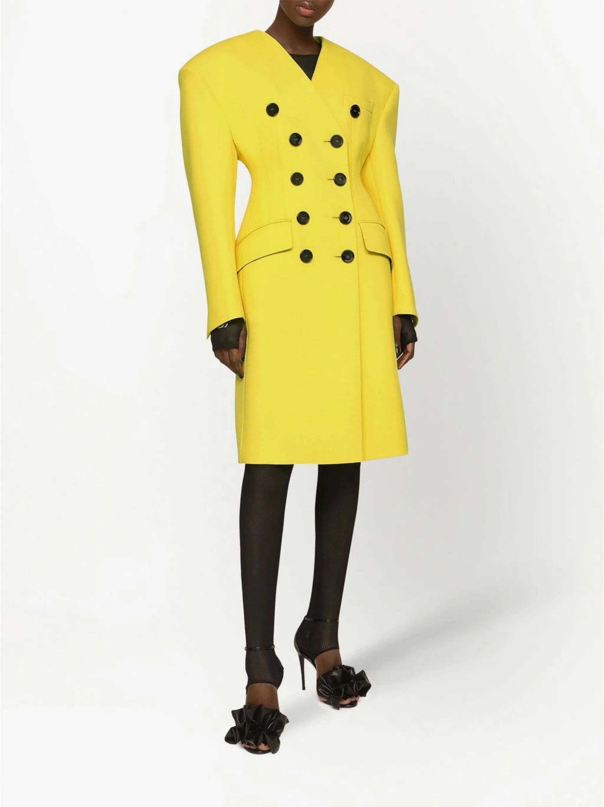 Dolce & Gabbana o1y0825 Coat in Yellow Size XS / US 0-2 / IT 36-38 - 3 Thumbnail