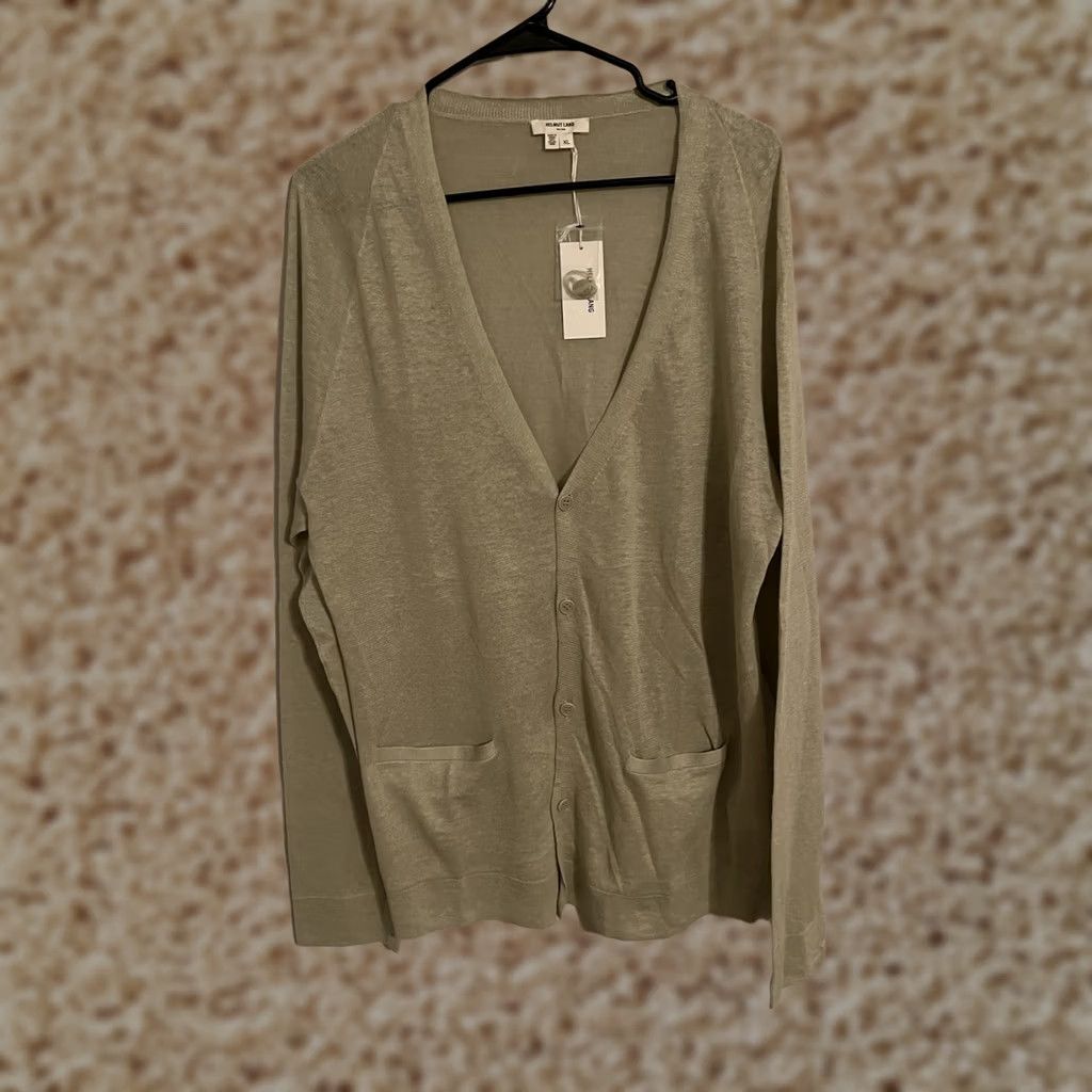 Helmut Lang VINTAGE Helmut Lang Cardigan Shirt Men XL Sage 100% Linen Lightweight Long Sleeve Knit New! Size US XL / EU 56 / 4 - 1 Thumbnail