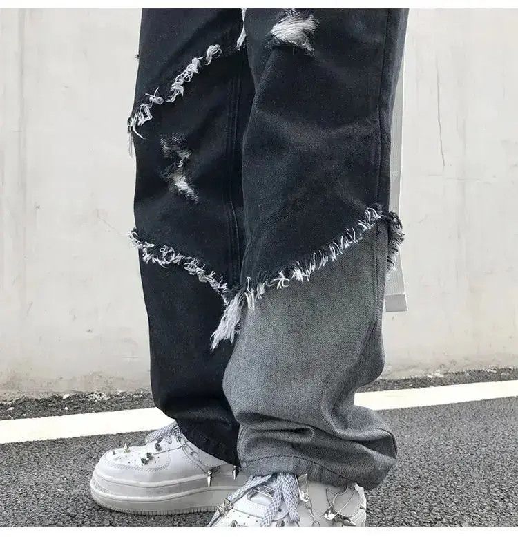 Japanese Brand × Jean Baggy Distressed patchwork jeans denim y2k vintage Size US 30 / EU 46 - 2 Thumbnail