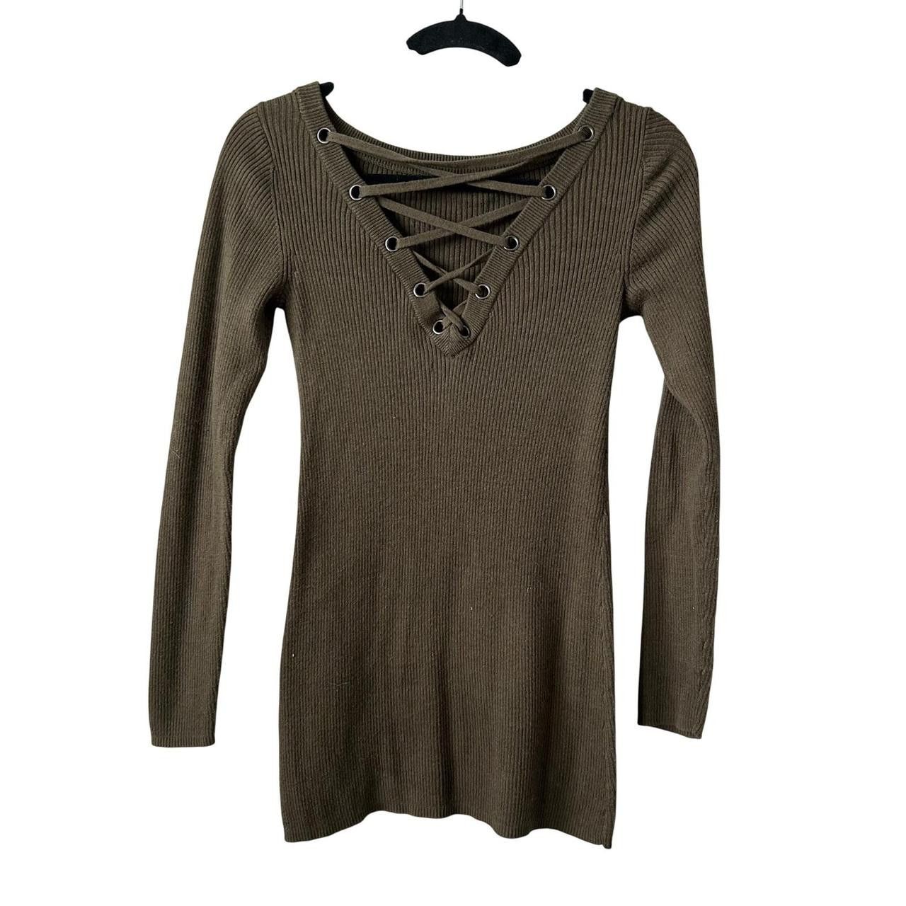 Other Justfab Ribbed Lace Up V-Neck Bodycon Sweater Dress... Size S / US 4 / IT 40 - 1 Thumbnail