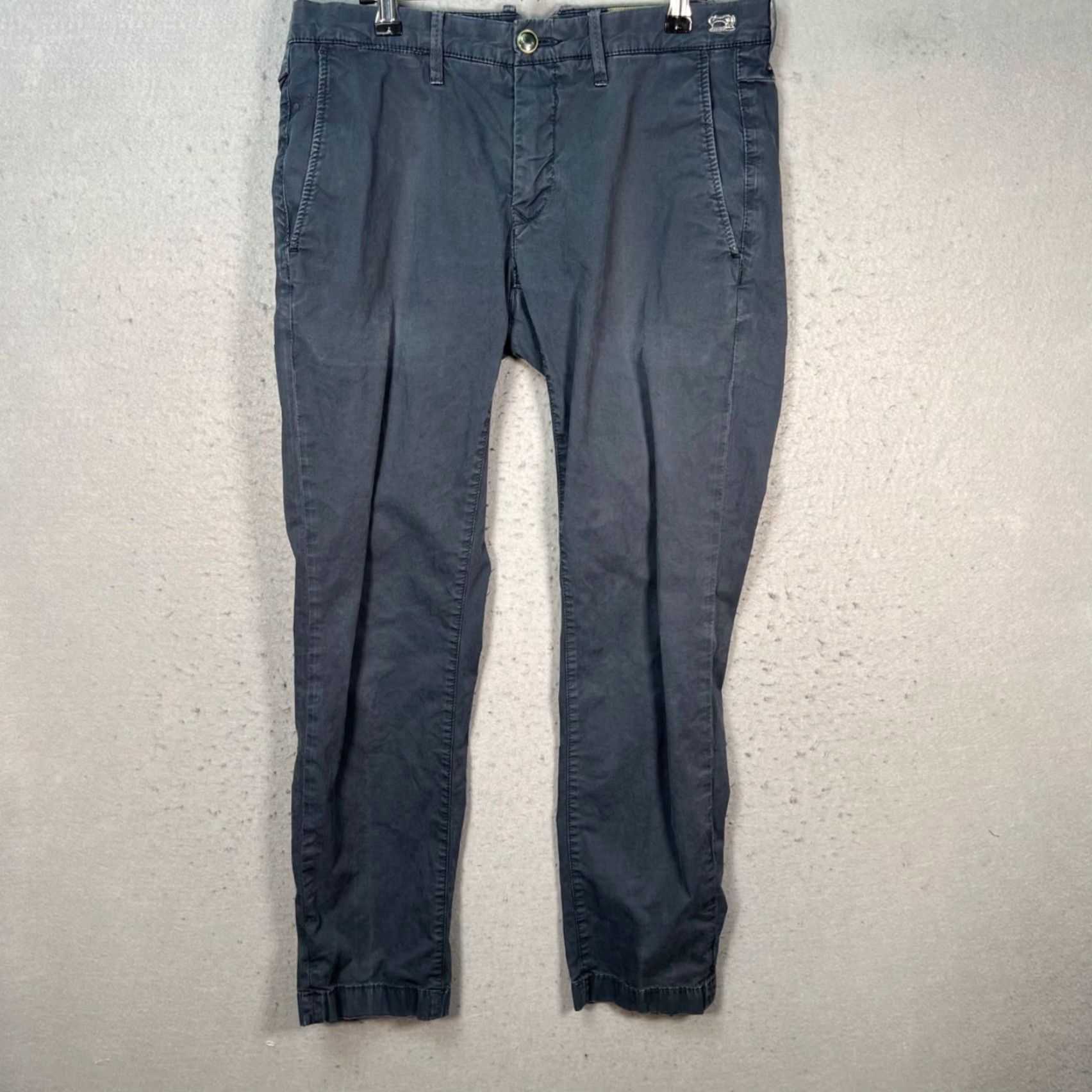 Jacob Cohen Jacob Cohen Academy Mens Chino Pants Slim 33 x 28 Blue Stretch Cotton 5-Pocket Denim/Khaki Style (Inseam 30) Regular Size 33 Mens Size US 33 - 2 Thumbnail
