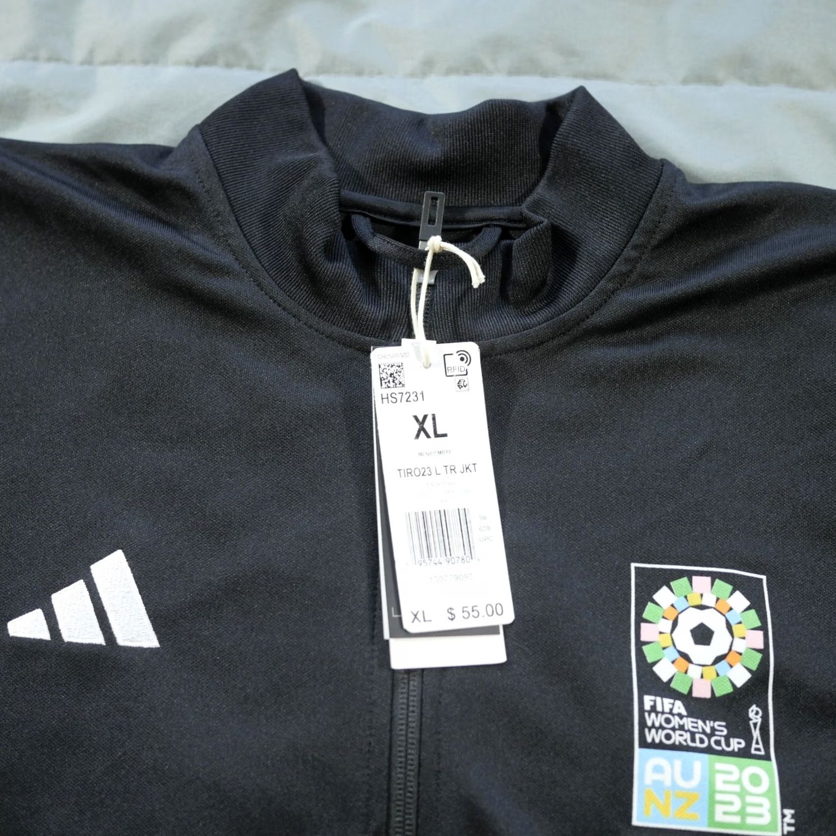 Adidas VINTAGE adidas Jacket Mens XL Black White Soccer Fifa World Cup Recycled Tracksuit Size 46R - 5 Thumbnail