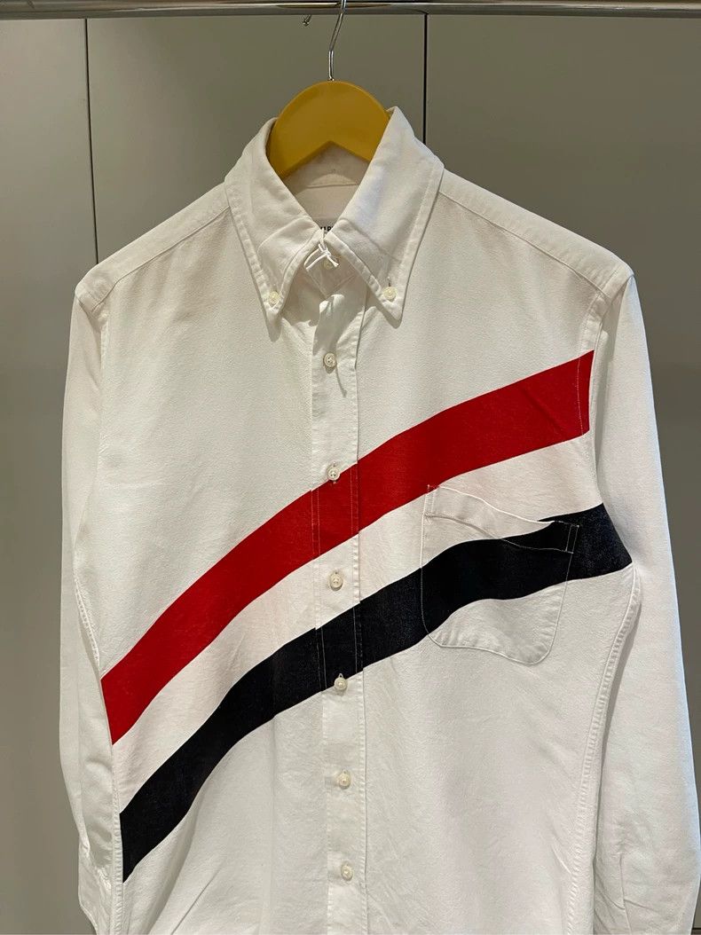 Thom Browne Thom browne White large twill striped shirt 2504-Nextarrow Size US S / EU 44-46 / 1 - 4 Thumbnail