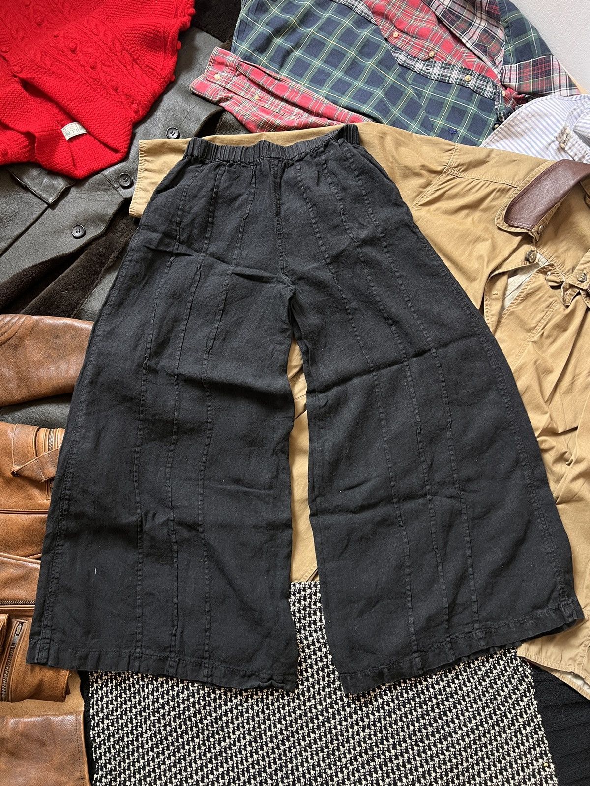 Other Black Wide-Leg Baggy Cotton Womans Pants Hippie Avant-Garde Size 27" / US 4 / IT 40 - 6 Thumbnail