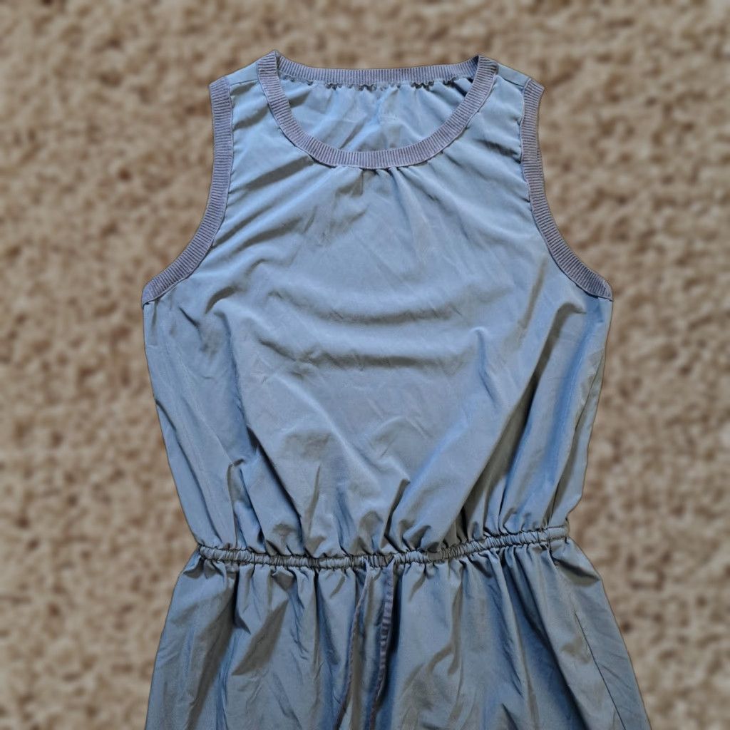 Athleta Athleta Dress Womens Small Petite Gray Striped Sleeveless Sheath Casual Knit Polyester Spandex Size S / US 4 / IT 40 - 1 Thumbnail