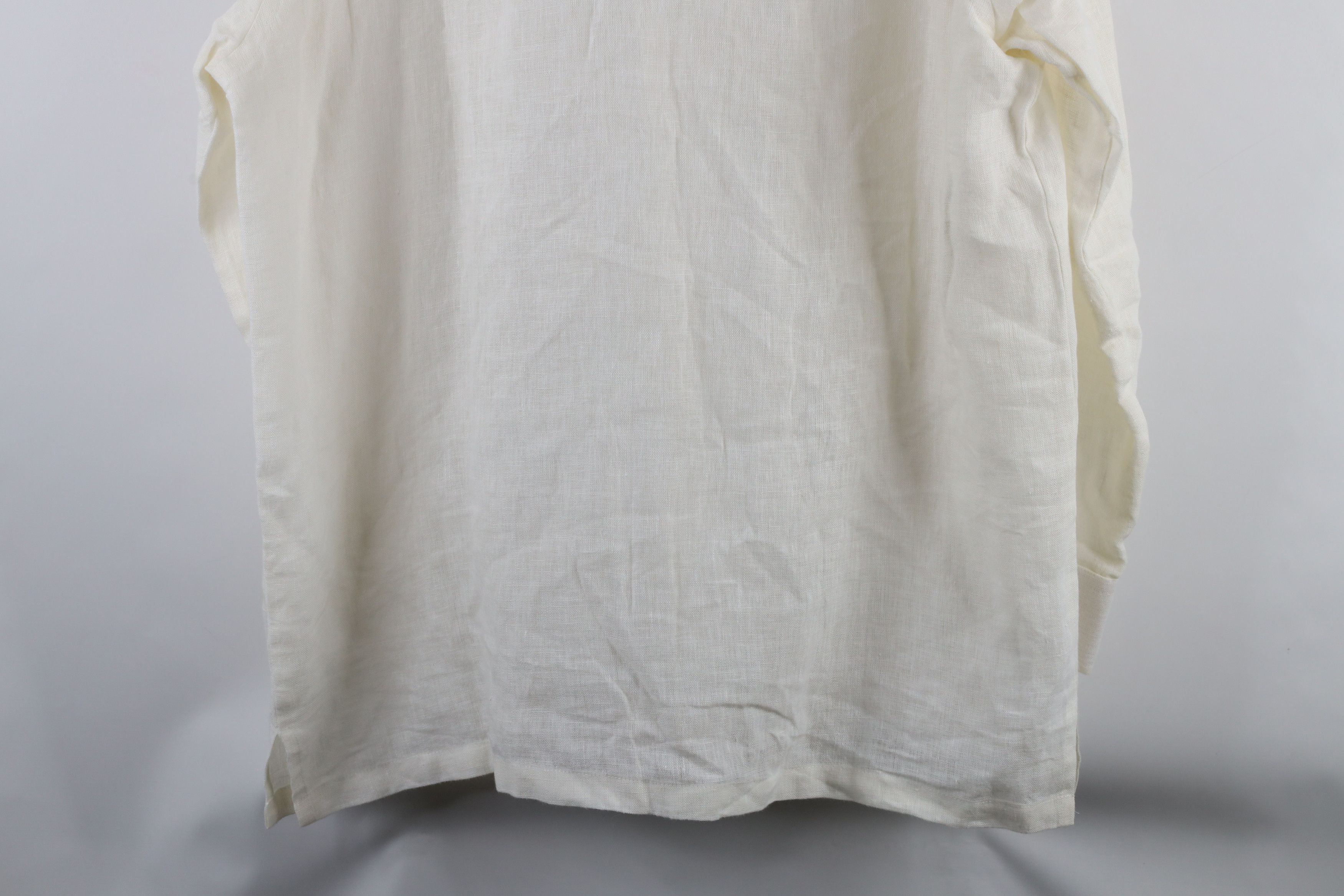 Vintage Vintage 90s Streetwear Linen Collared Button Shirt Cream Size US XL / EU 56 / 4 - 10 Thumbnail