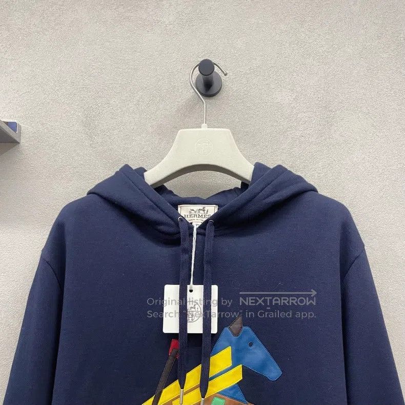 Hermes Hermes Navy blue hooded sweatshirt Size L / US 10 / IT 46 - 4 Thumbnail