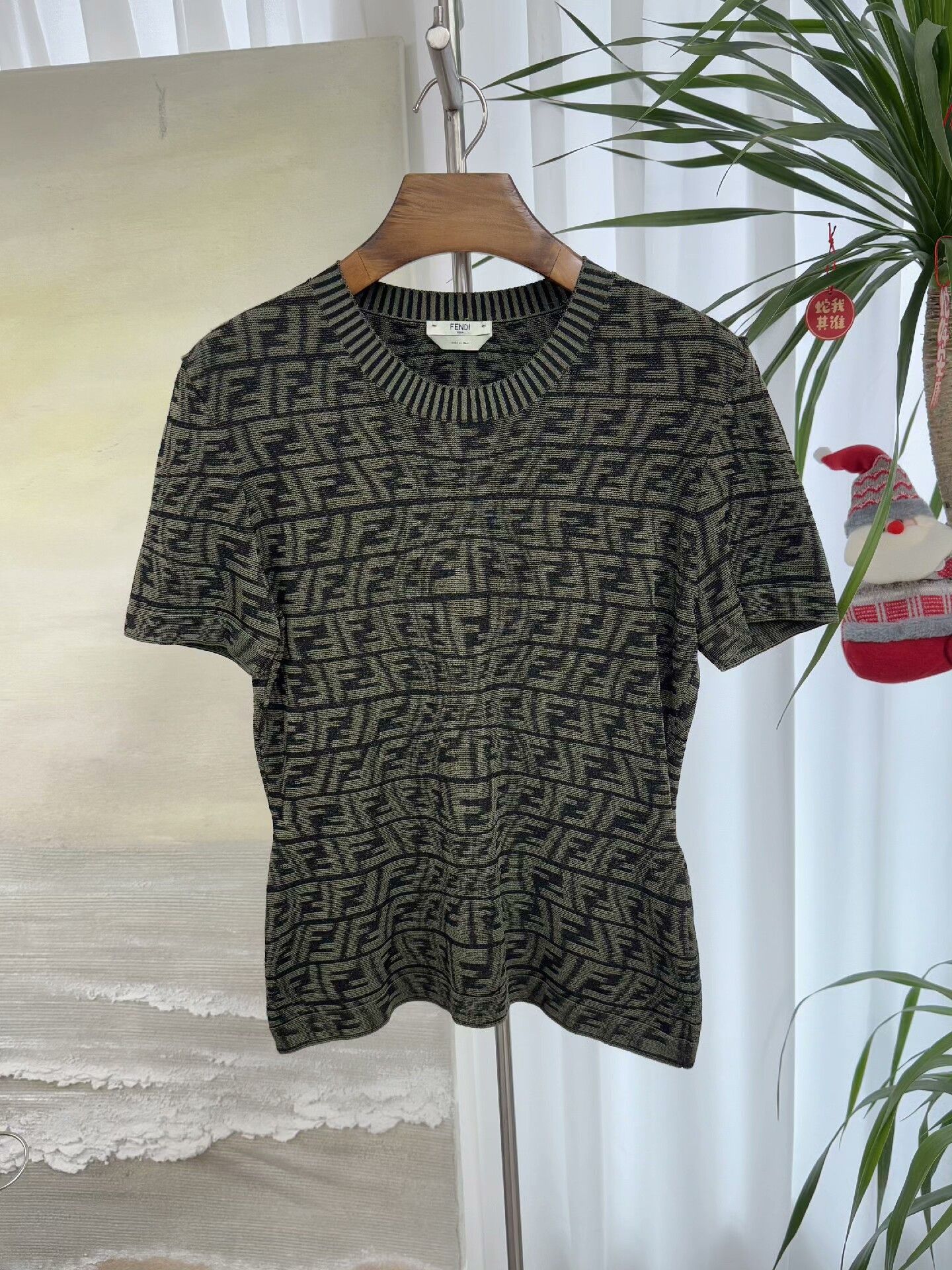 Fendi Fendi Green All-over Print Knit Short Sleeve Size US M / EU 48-50 / 2 - 1 Thumbnail