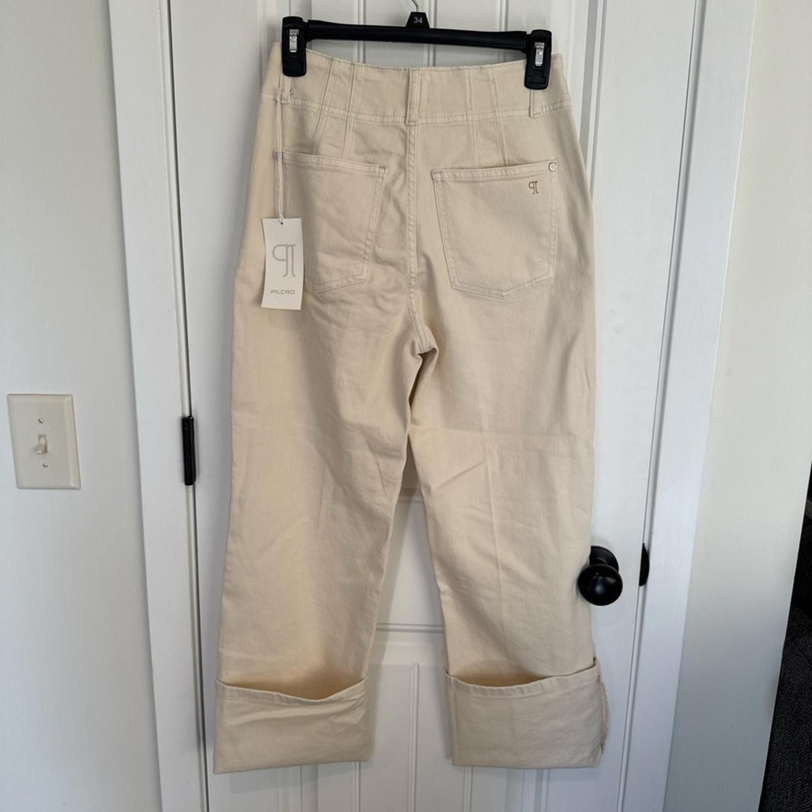Other New Pilcro Anthropologie Cream High-Waisted Pants-26 Size 26" / US 2 / IT 38 - 3 Thumbnail