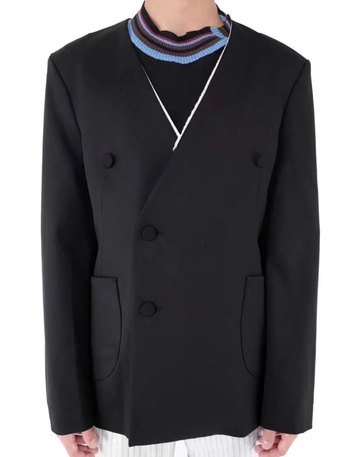 Kiko Kostadinov Kiko Kostadinov Men's Black Runway Uncollared Suit 48 Size 48L - 1 Preview