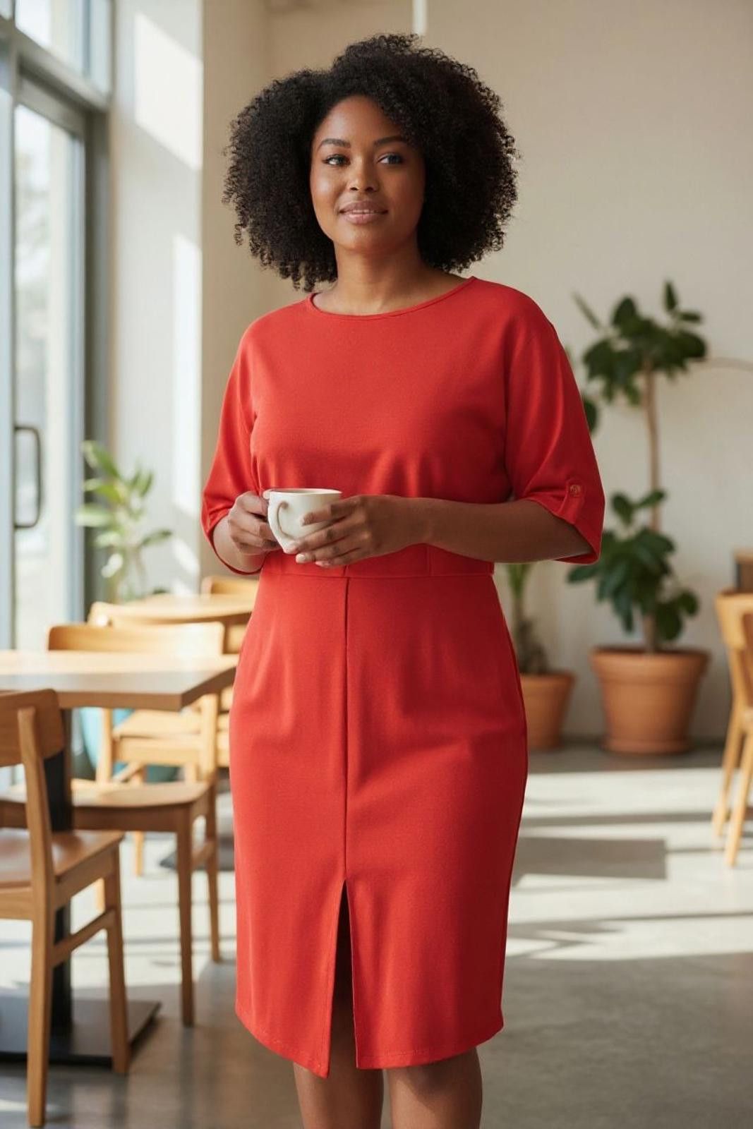 Boohoo Boohoo Women's Red Midi Dress with Short Sleeves Size XXL / US 16-18 / IT 52-54 - 1 Thumbnail