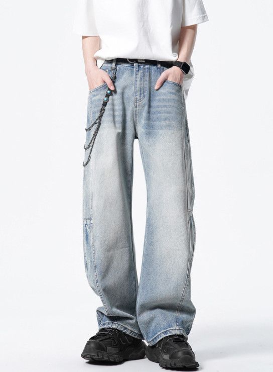 Japanese Brand Men's American high street patchwork wide-leg curved jeans Size US 32 / EU 48 - 1 Thumbnail