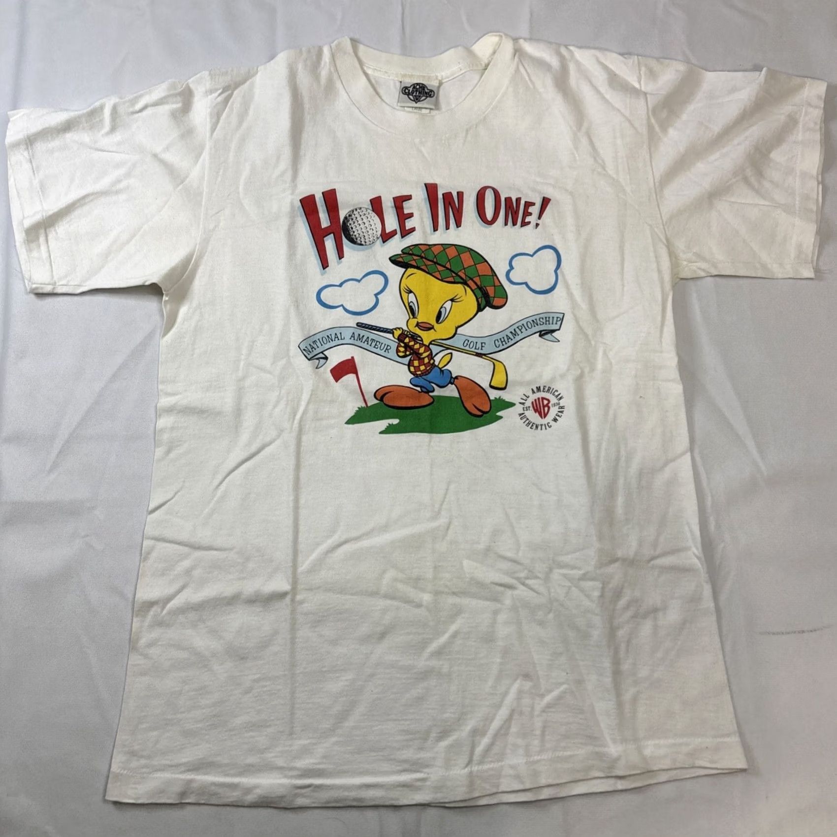 Vintage VINTAGE Acme Tweety Bird Hole In One Golf T-Shirt L Adults White 1991 Men Mens Size US L / EU 52-54 / 3 - 3 Thumbnail