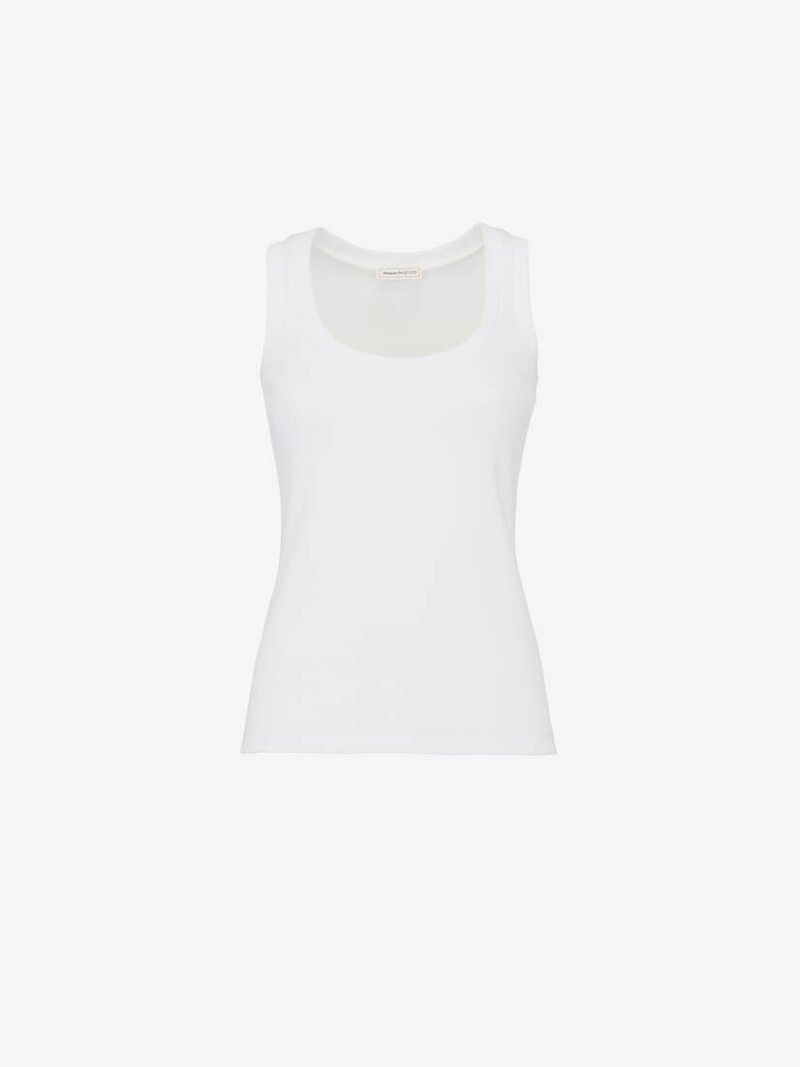 Alexander McQueen o1srvl11e0326 Ribbed Tank Top in White Size M / US 6-8 / IT 42-44 - 1 Thumbnail
