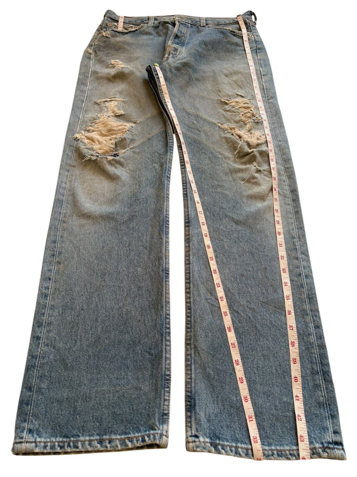 Levi's Vintage 90s Levis 501 Mud Wash Distress Ripped Loose Jeans Size US 33 - 12 Thumbnail