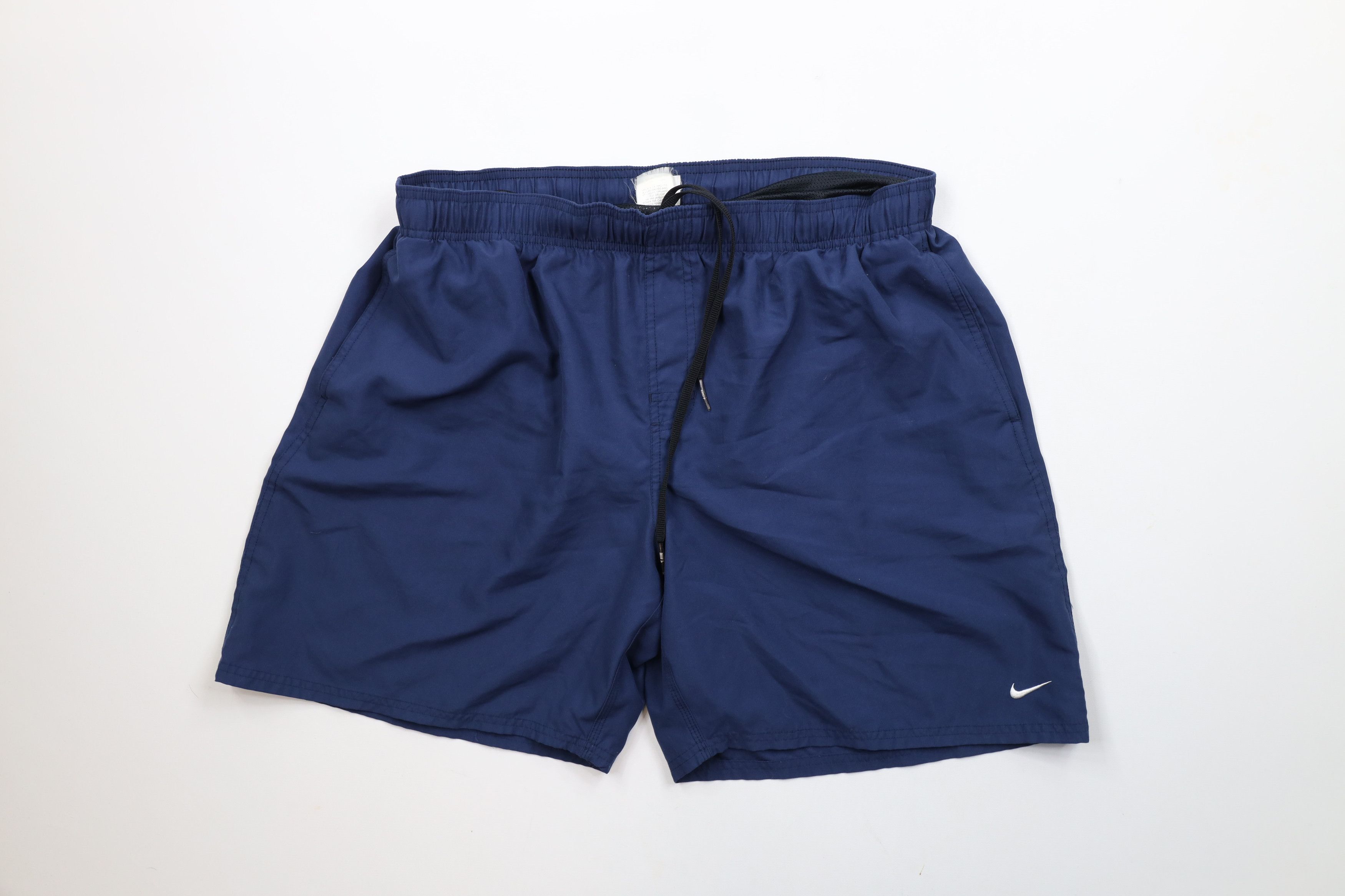 Nike × Vintage Vintage 90s Y2K Nike Scott Mini Swoosh Lined Shorts Navy Size US 34 / EU 50 - 1 Thumbnail