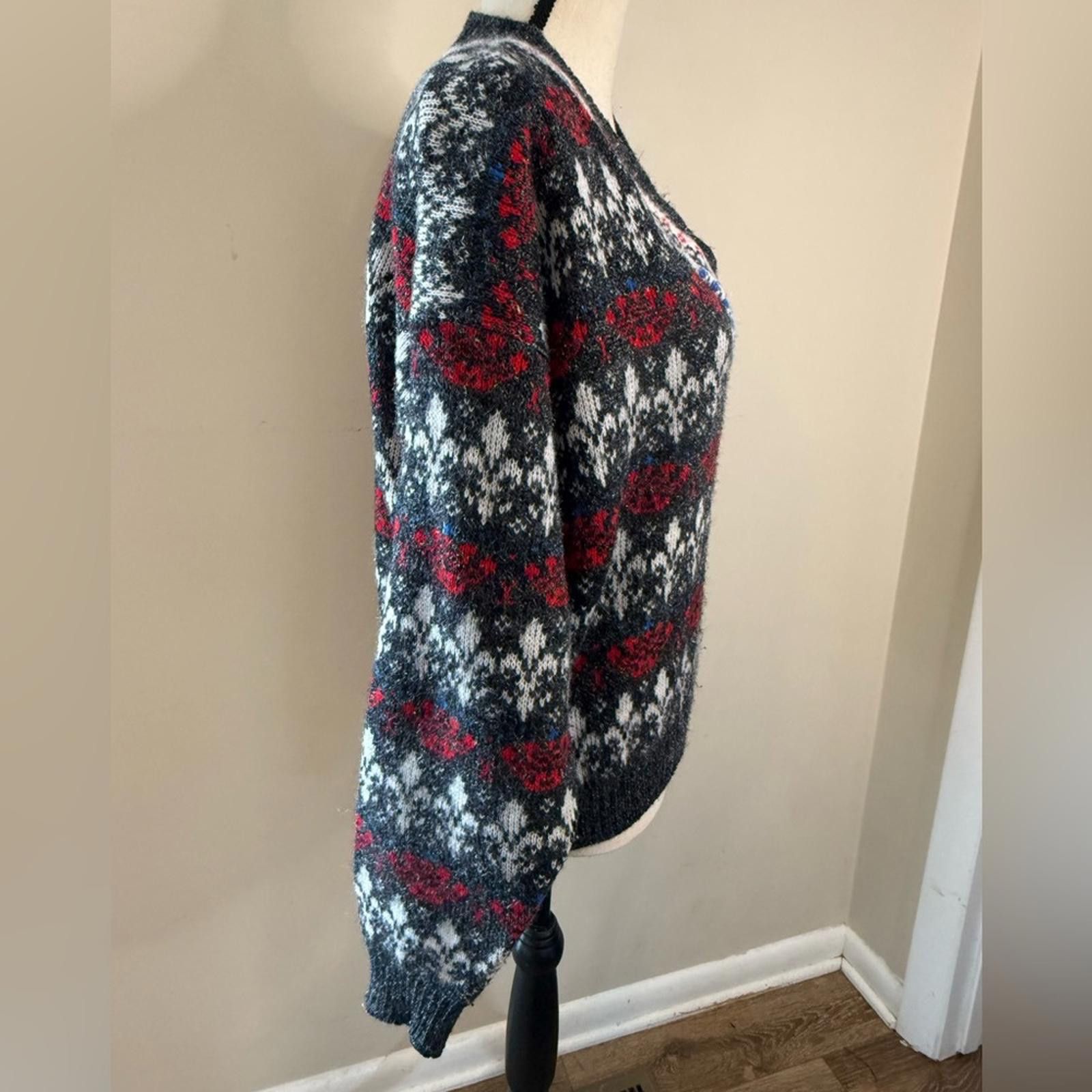 Other Jolle fair isle fuzzy V neck sweater SZ M/L Size M / US 6-8 / IT 42-44 - 2 Thumbnail