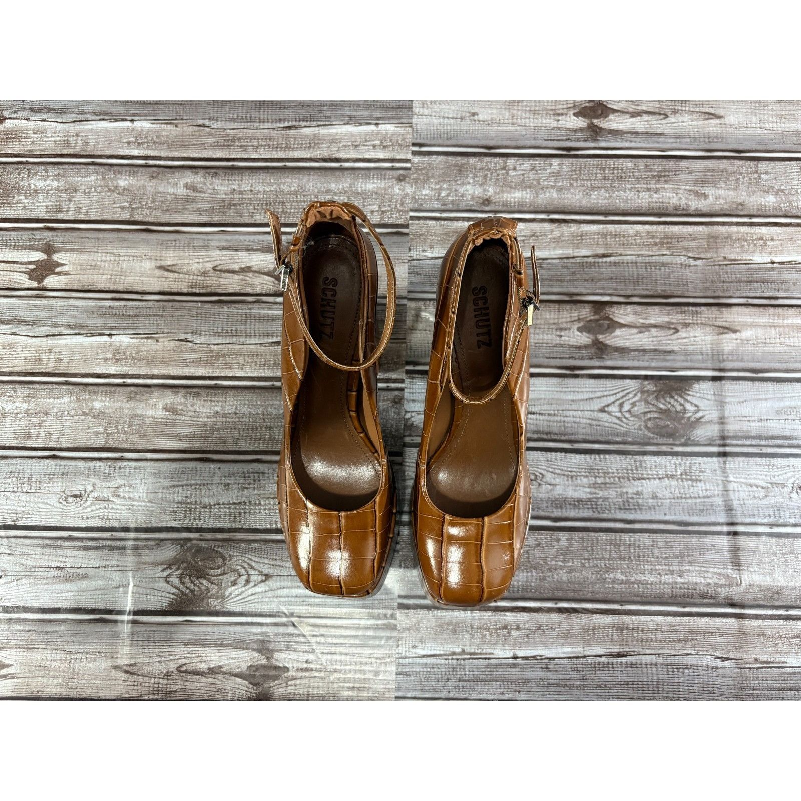 SCHUTZ Schutz Darlene Croco/wood Platform Mary Jane Heels Leather S Size US 8.5 / IT 38.5 - 2 Thumbnail