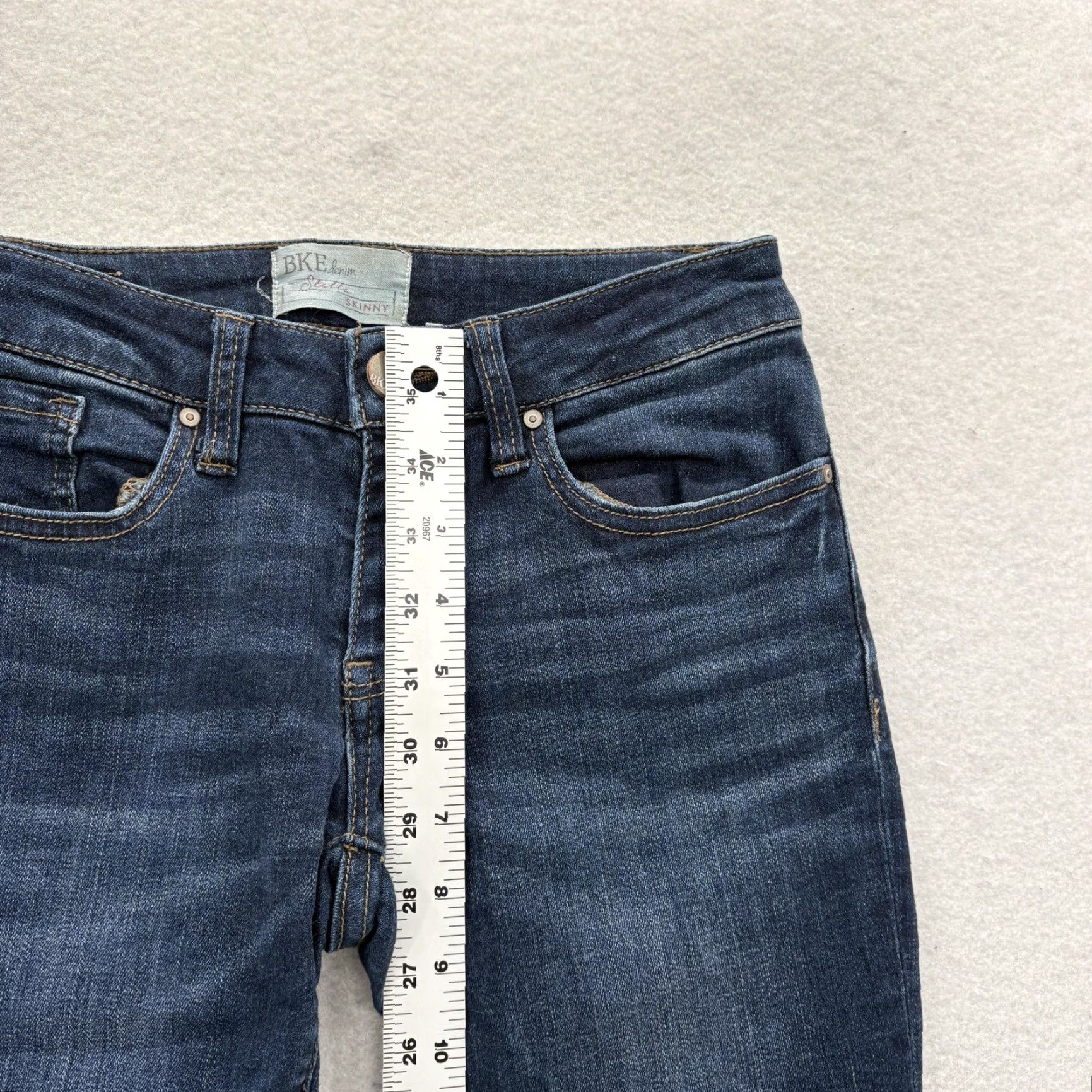 BKE BKE Stella Skinny Jeans Womens 25L Blue Low Rise Stretch Denim Grunge Y2K Skinny Jeans Womens Blue 25L 33in? Size 42" / US 20 - 7 Thumbnail