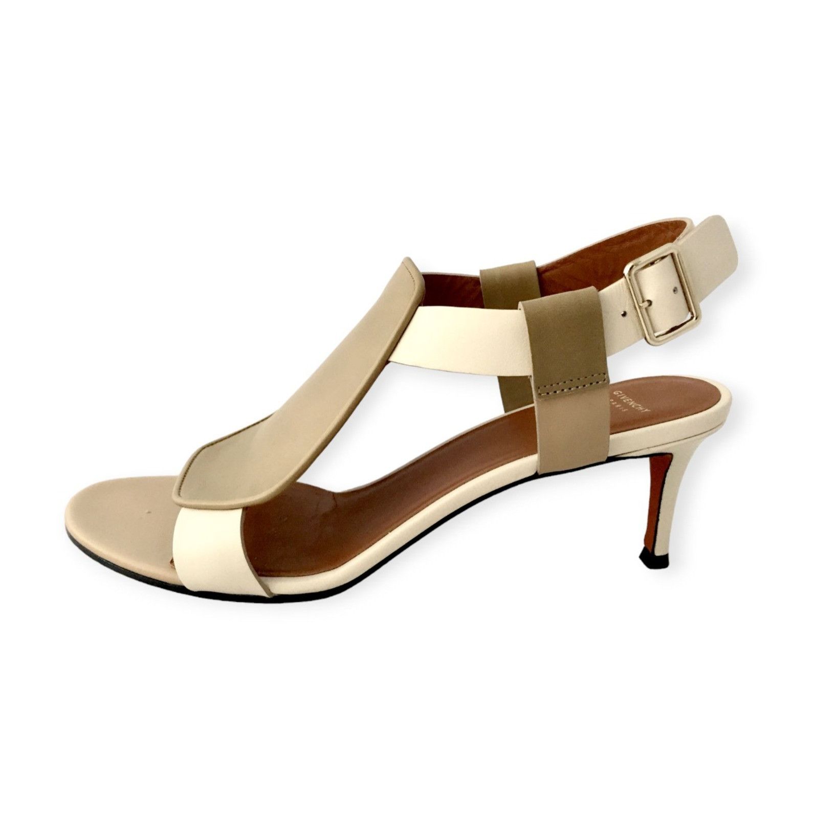 Givenchy Givenchy two tone sling back sandals in Ecru and Beige Leath Size US 9 / IT 39 - 1 Thumbnail