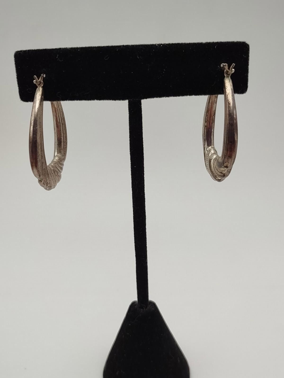 The Unbranded Brand Vintage 925 Sterling Silver Shrimp Ribbed Hoop Earrings 4.3g Size ONE SIZE - 1 Thumbnail