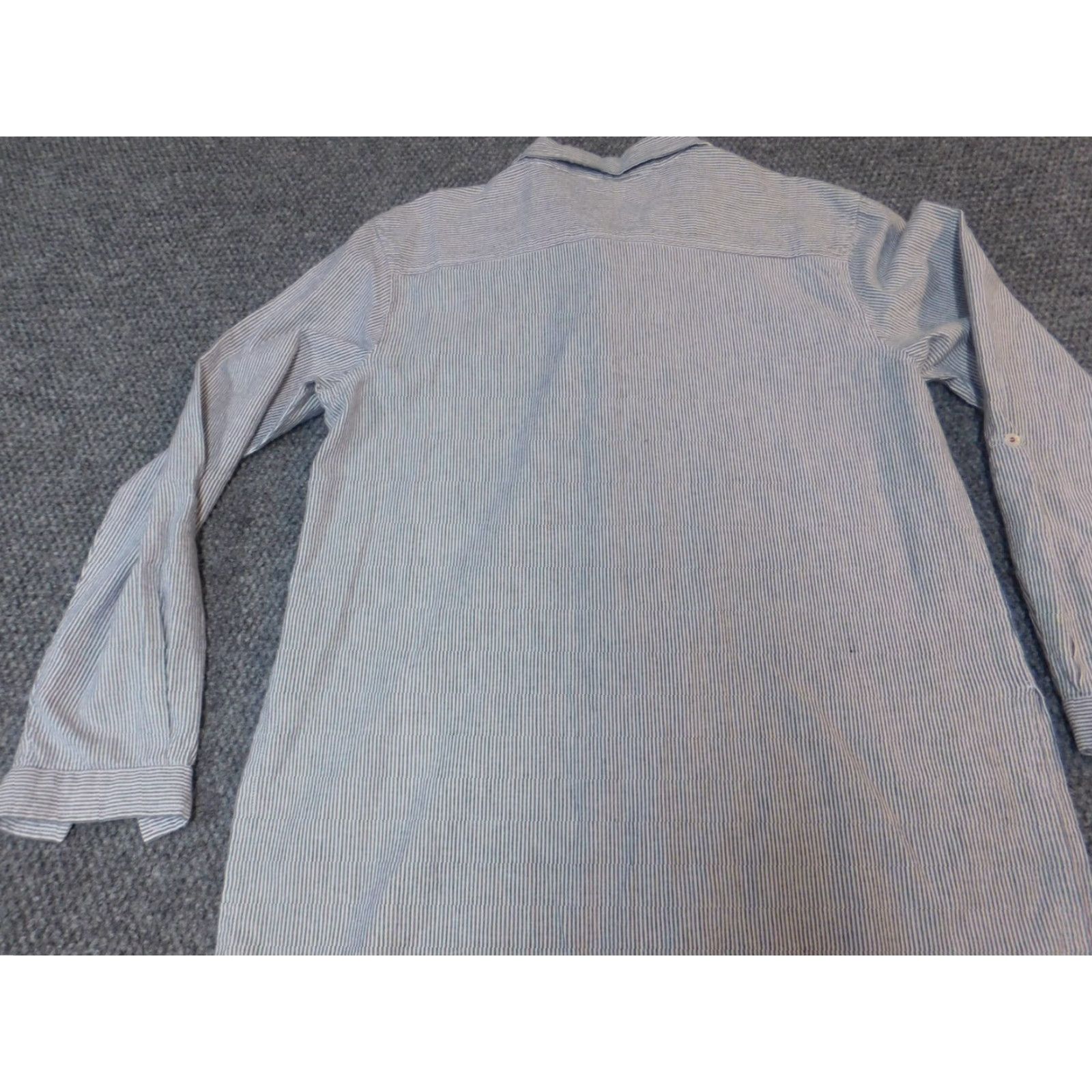 Vintage Bobbie Brooks Womens Button-Up Shirt L Blue Striped Floral Pattern Casual Long Sleeve Collared Ruffle Down Breathable Regular Polyester Vintage No Size L / US 10 / IT 46 - 7 Thumbnail