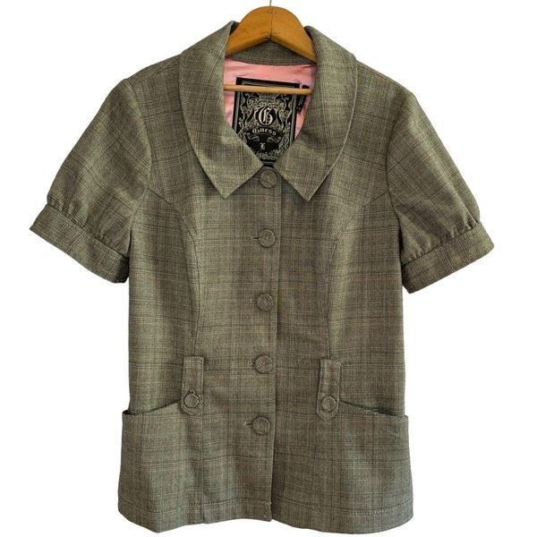 Guess Guess Y2K gray pink plaid fitted vintage blazer top Size L / US 10 / IT 46 - 3 Thumbnail