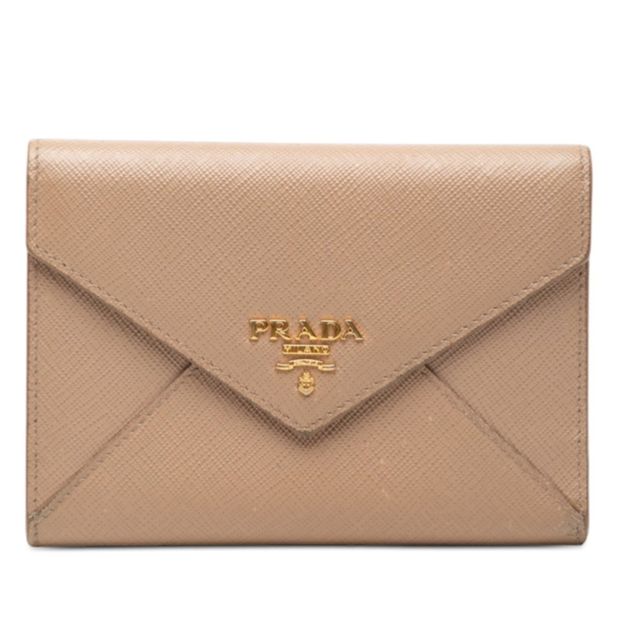 Prada Prada Saffiano Letter Tri-fold Wallet 1MH002 Cameo Beige Leather Women's PRADA Size ONE SIZE - 1 Thumbnail