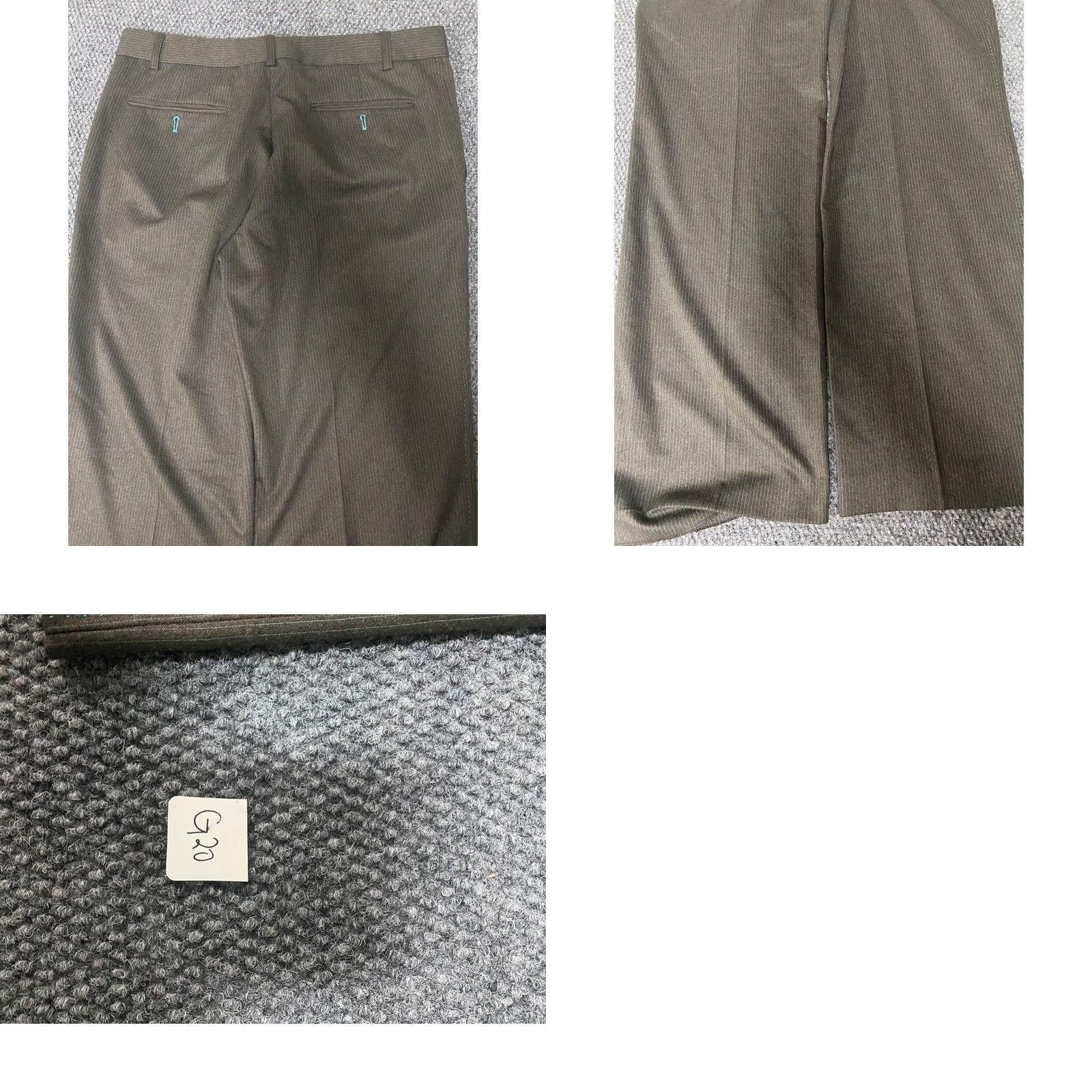 Ted Baker Ted Baker London Pants Mens 36x34 Green Striped Wool Stretch Straight Knit Flat Front Zipper Chino Regular Inseam 34 Size US 36 / EU 52 - 9 Thumbnail