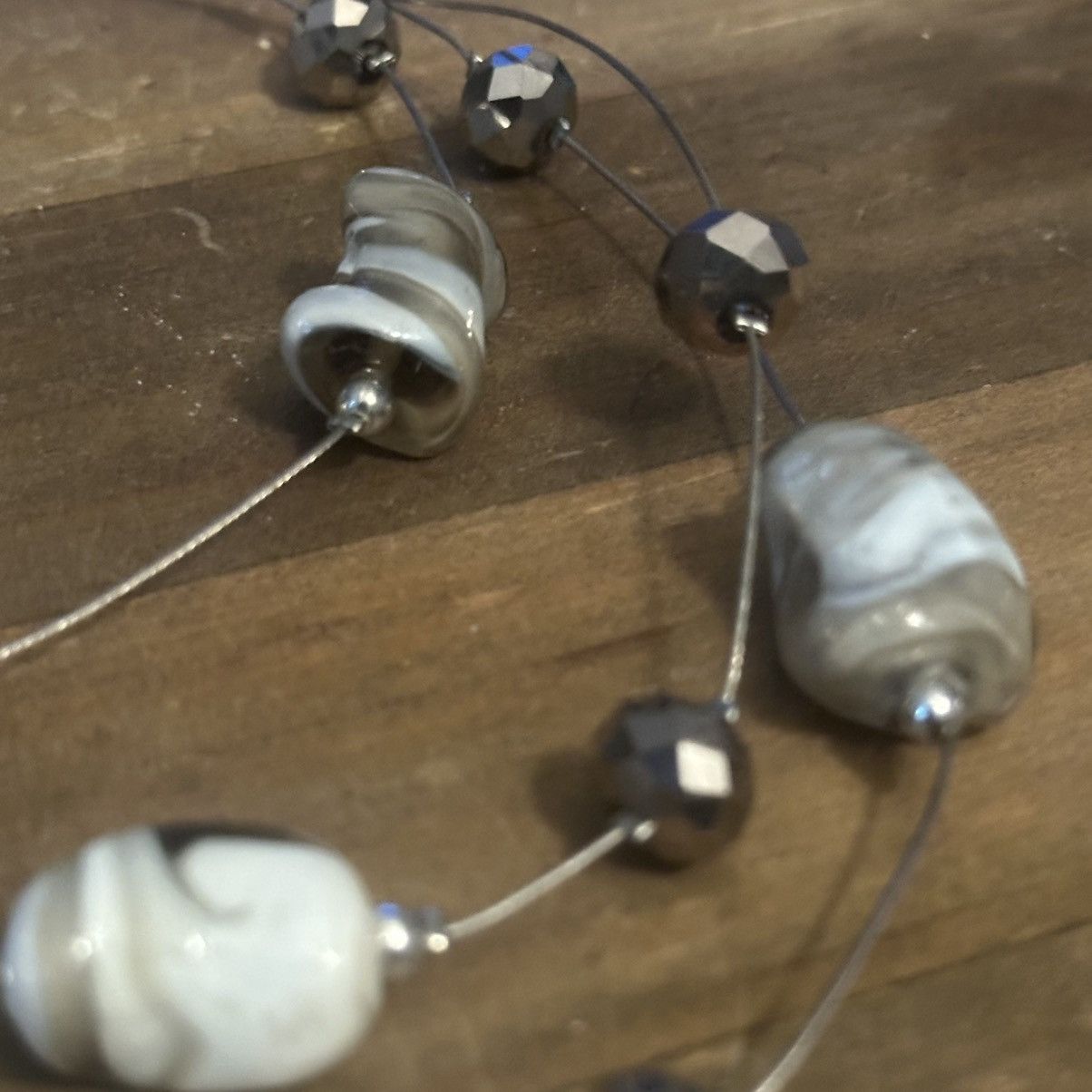 Other Silver tone layered station Murano glass bead necklace Size ONE SIZE - 7 Thumbnail