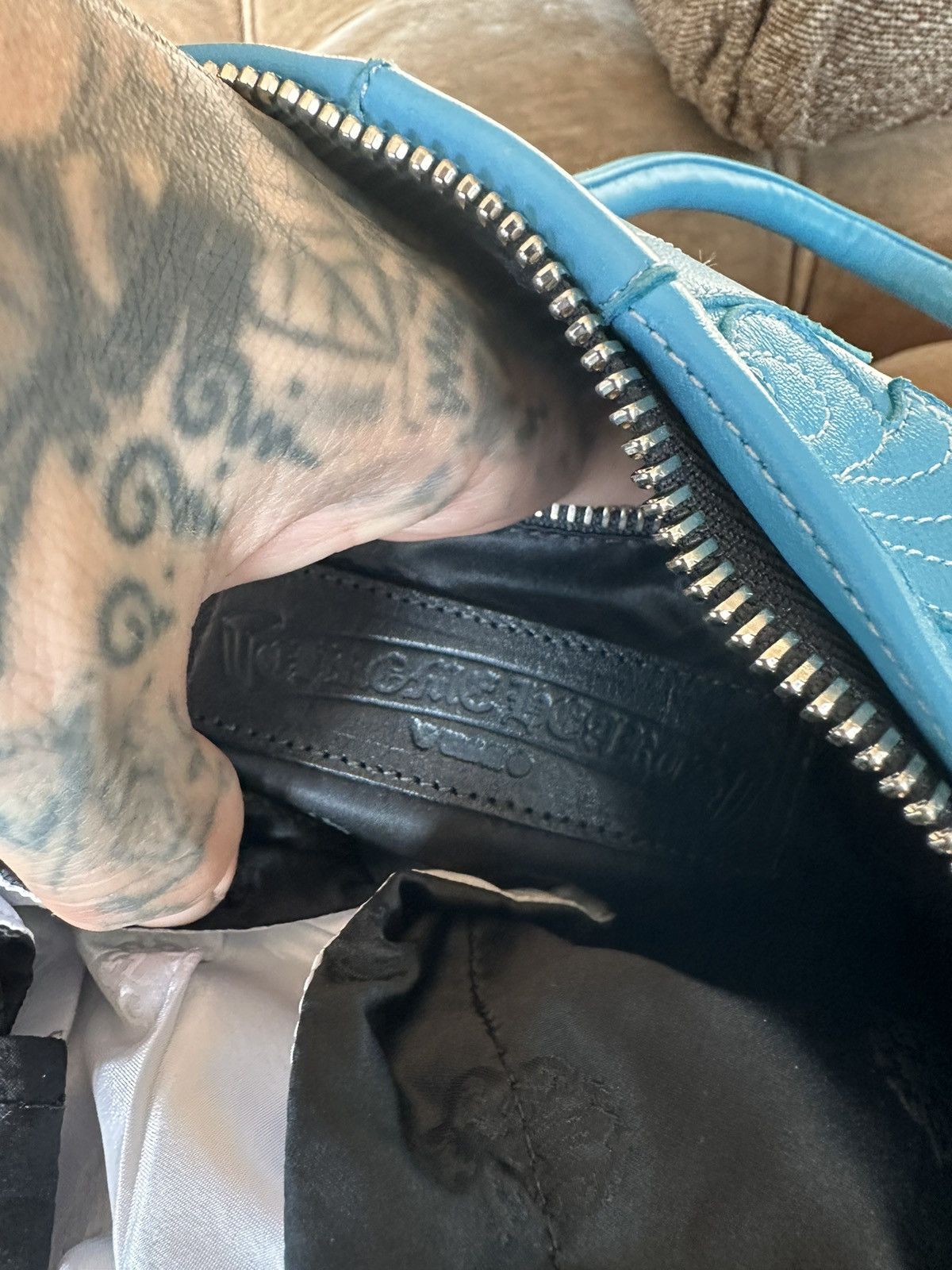 Chrome Hearts CHROME HEARTS XL LEATHER CROSS TURQUOISE TRAVEL DUFFLE BAG Size ONE SIZE - 15 Thumbnail