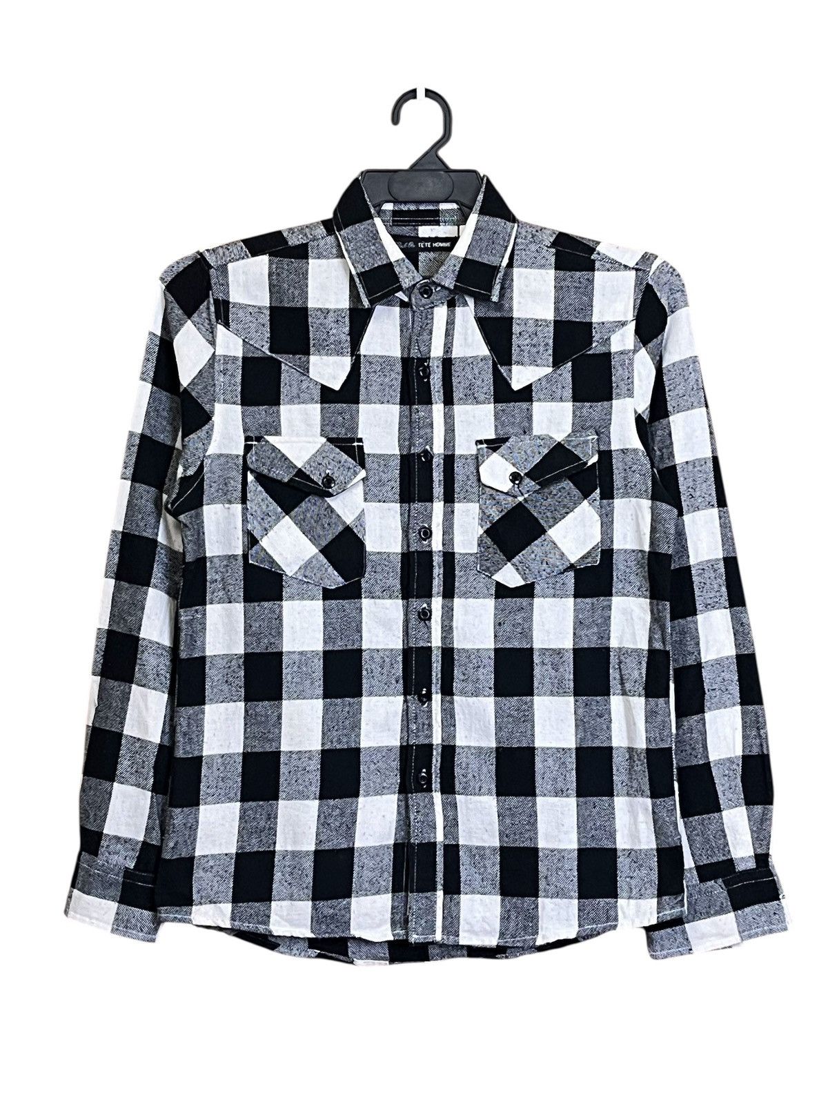 Tete Homme TETE HOMME issey miyake black on flannel button ups shirts Size US M / EU 48-50 / 2 - 1 Thumbnail