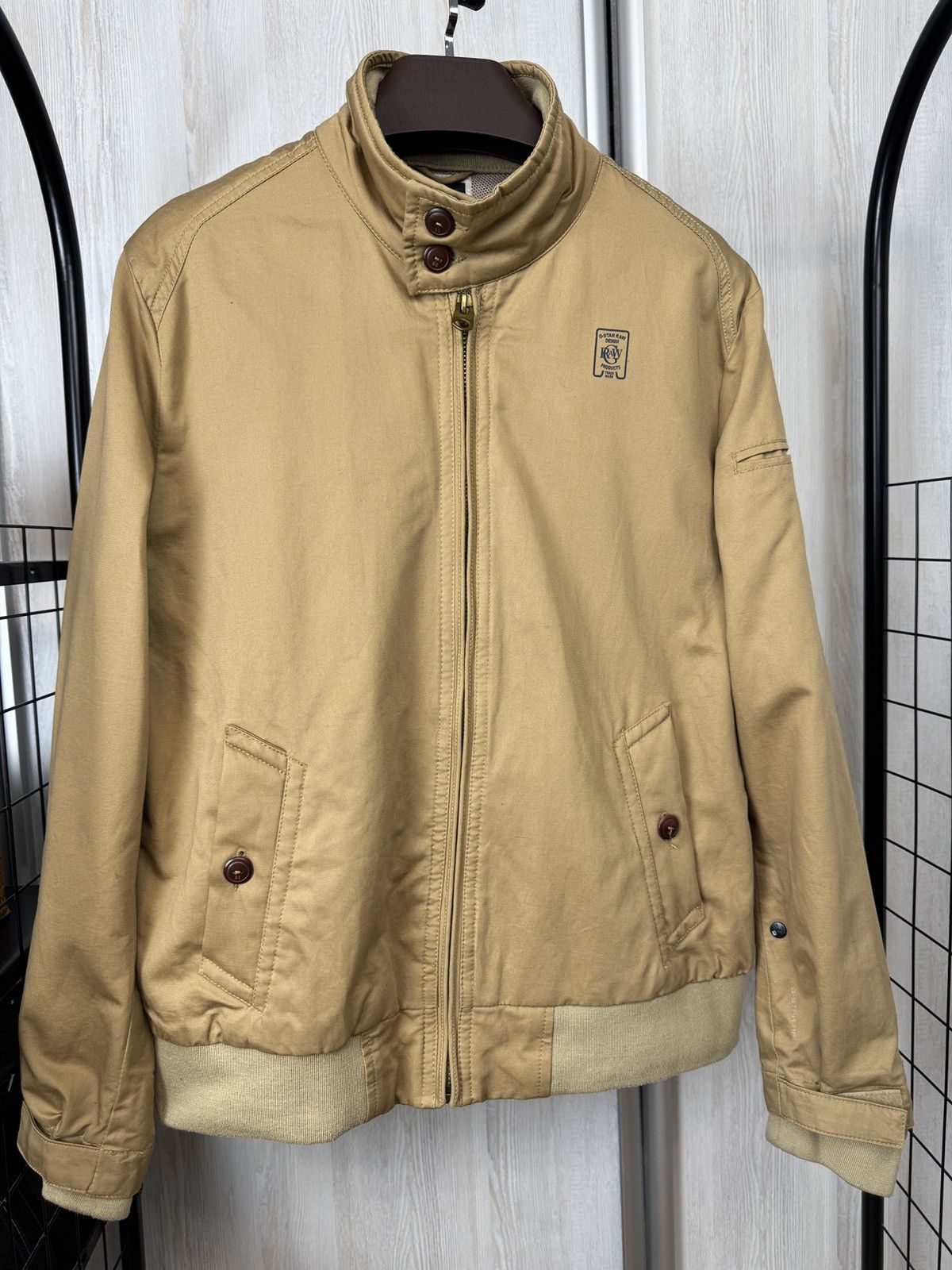 G-Star G-Star RAW Cotton Linen Bomber Jacket FLEET JKT beige Brown Size US XL / EU 56 / 4 - 2 Thumbnail