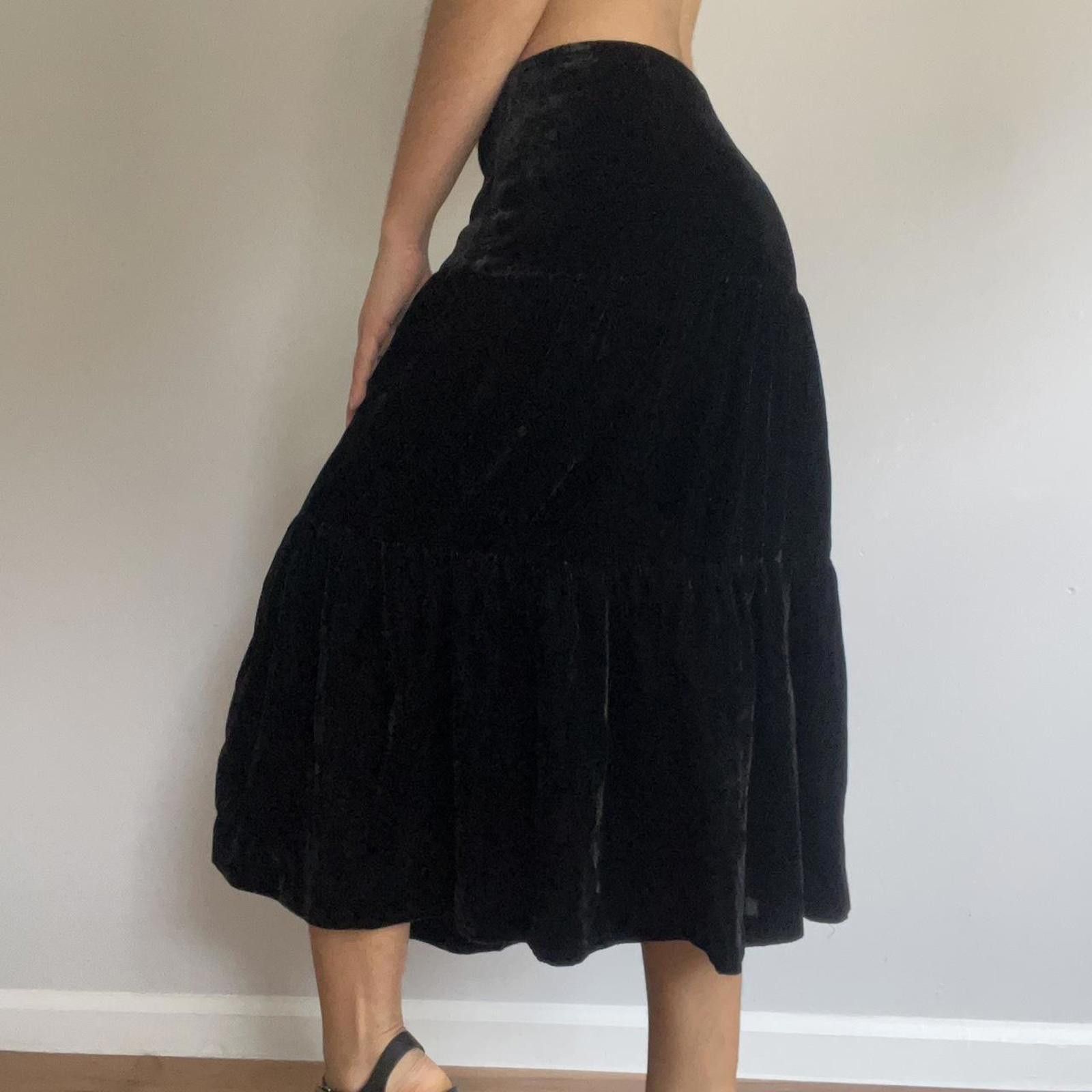 Other Black velvet tiered skirt Size 28" / US 6 / IT 42 - 1 Thumbnail