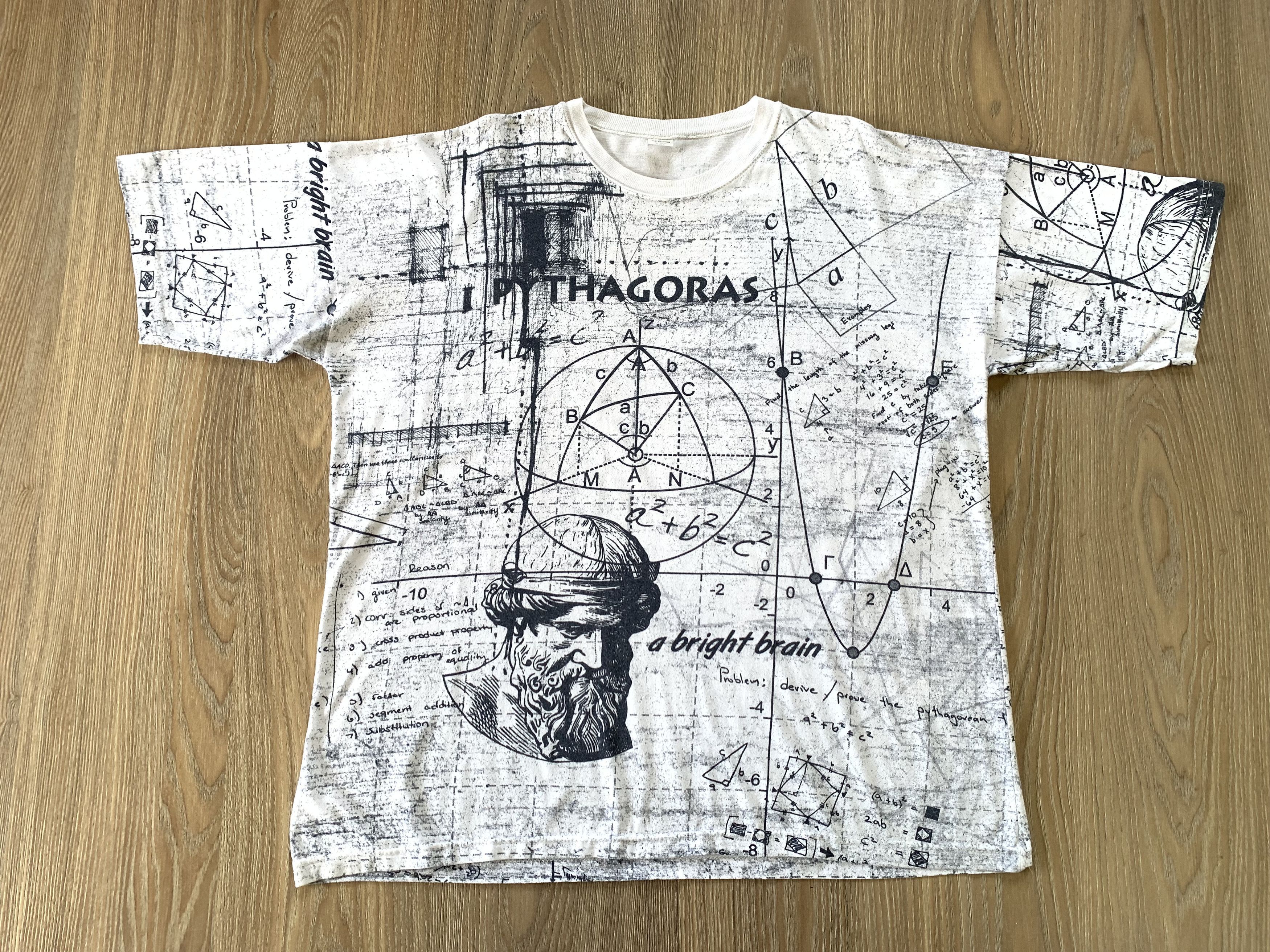 Fruit Of The Loom Vintage Pithagoras Formula Chemistry White T-Shirt Size US XXL / EU 58 / 5 - 2 Thumbnail